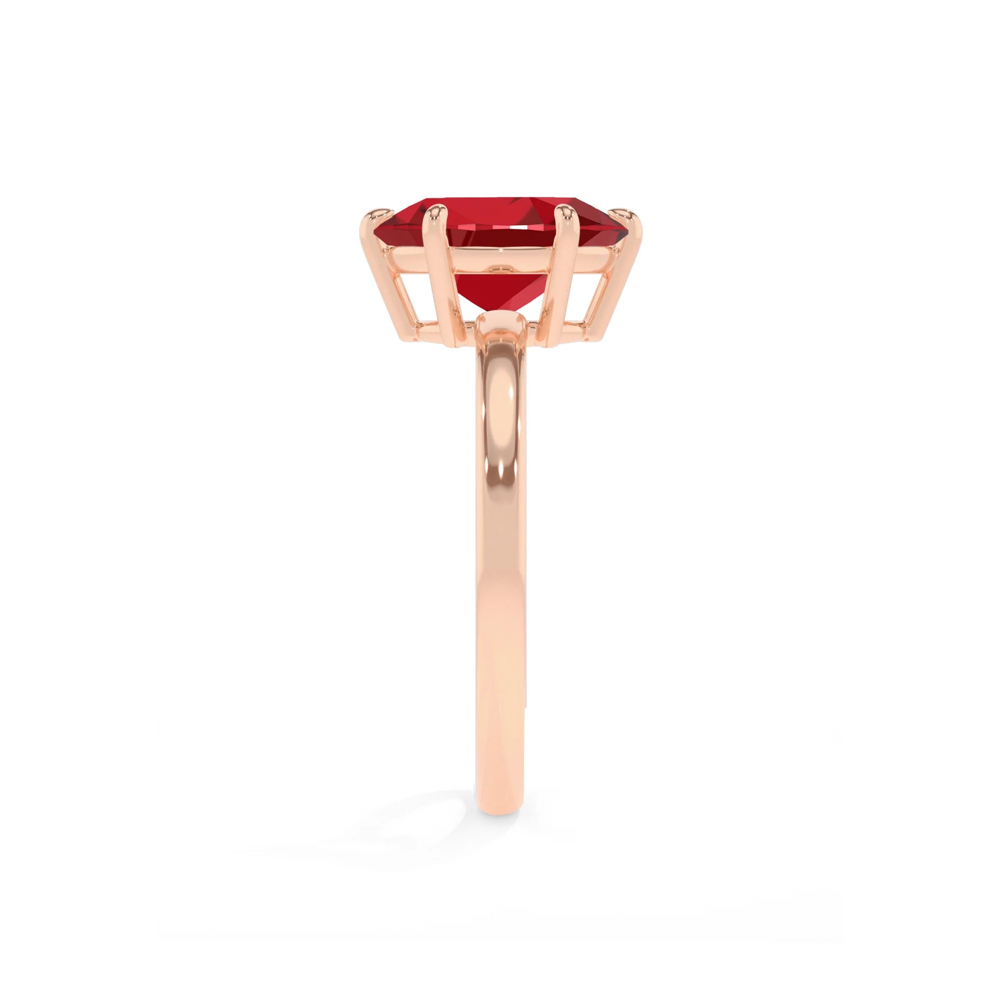 lab grown ruby oval solitaire rings in rose gold 