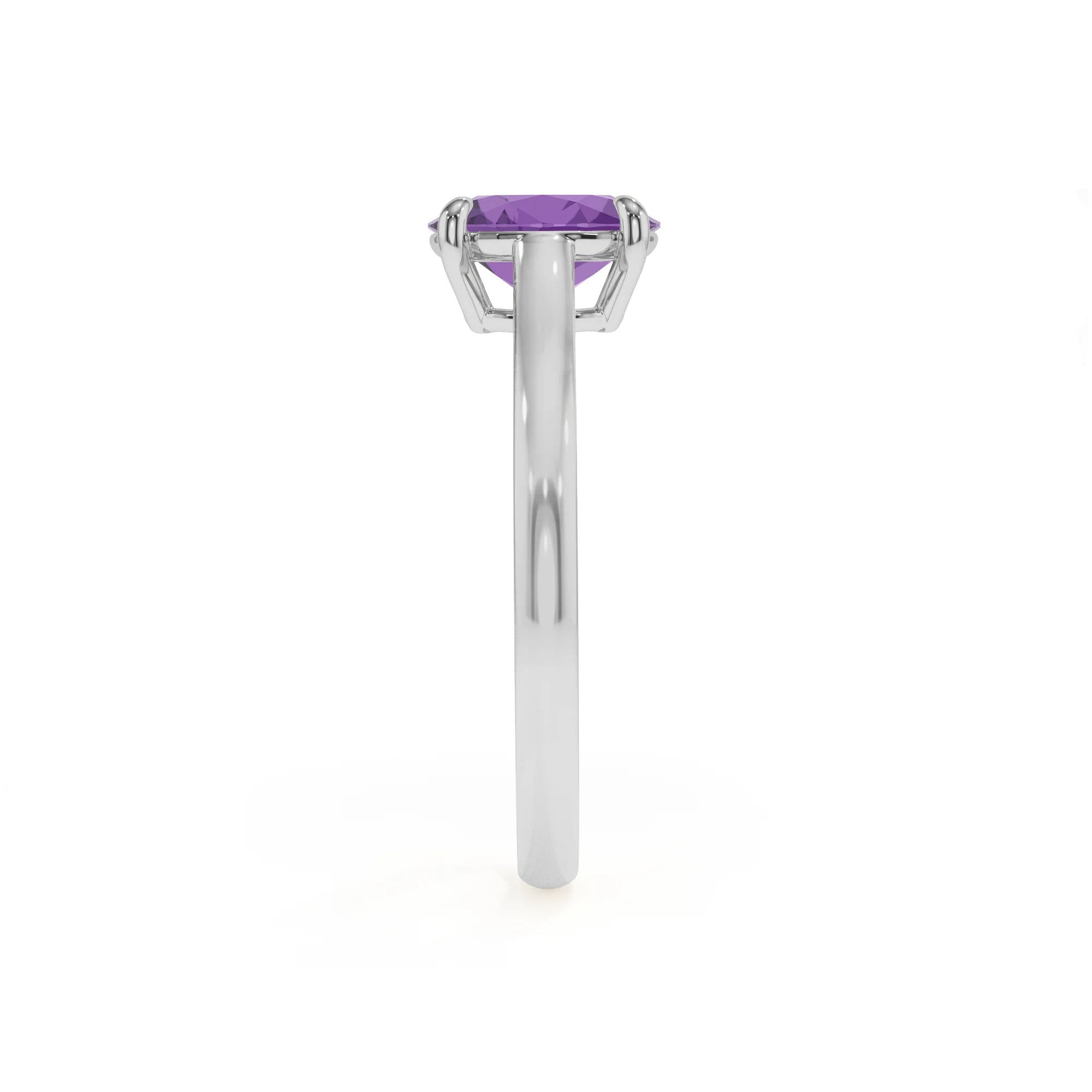 lab grown amethyst oval solitaire rings in sterling silver 