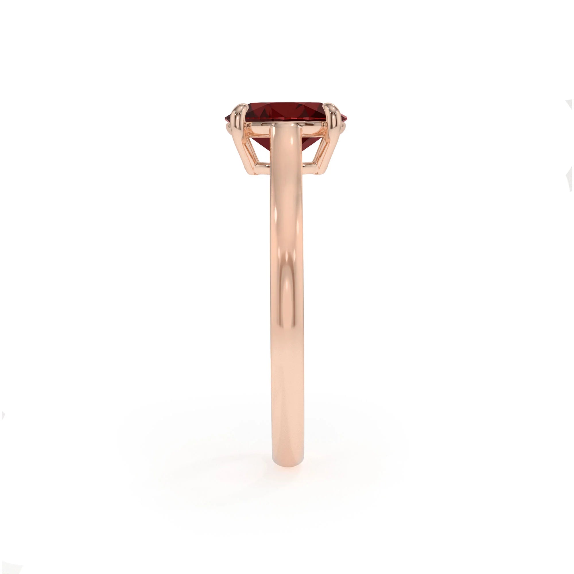natural garnet oval solitaire rings in rose gold 