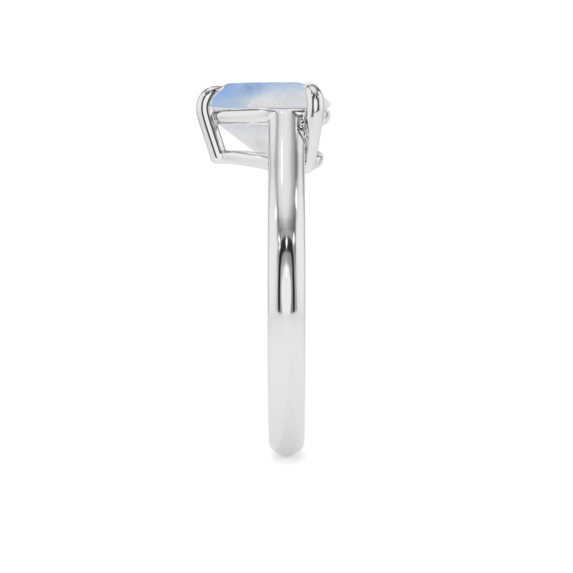 natural rainbow-moonstone heart solitaire rings in platinum 