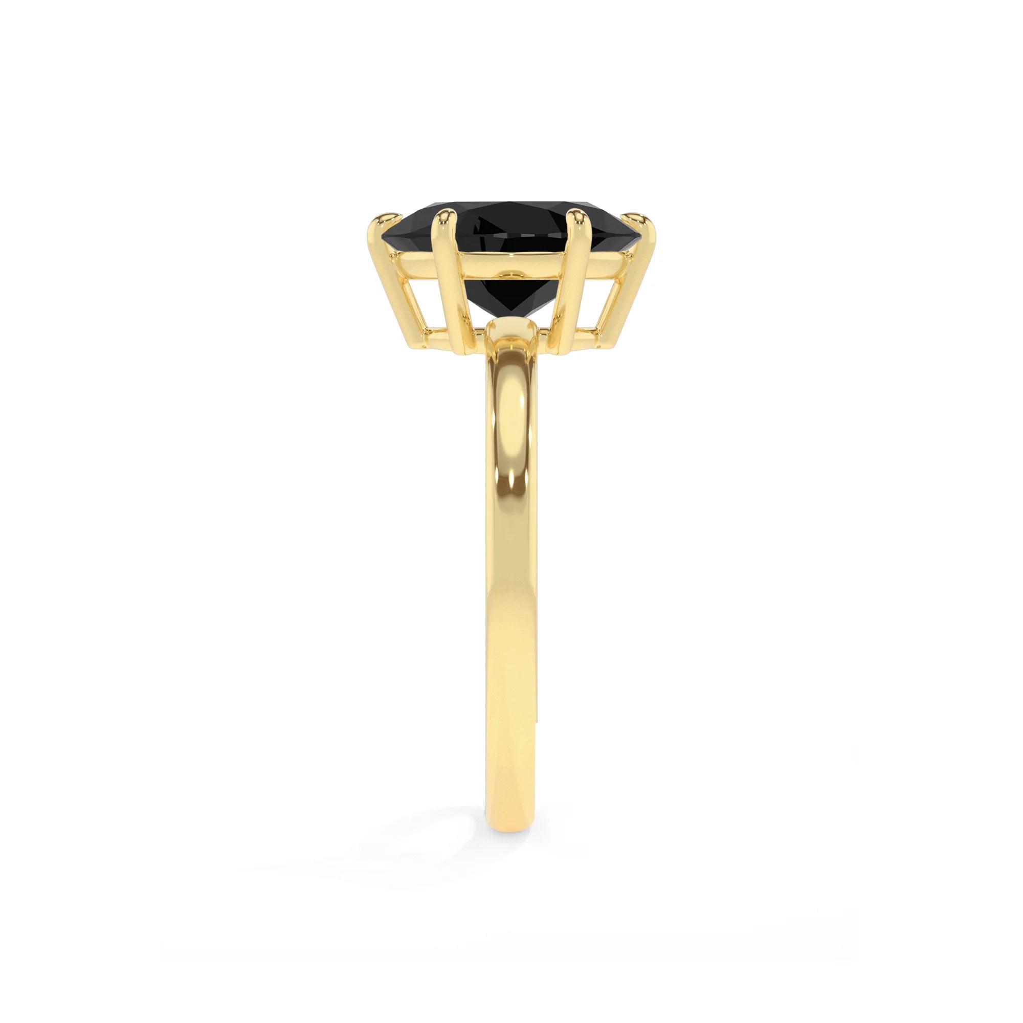 natural black-onyx oval solitaire rings in yellow gold 