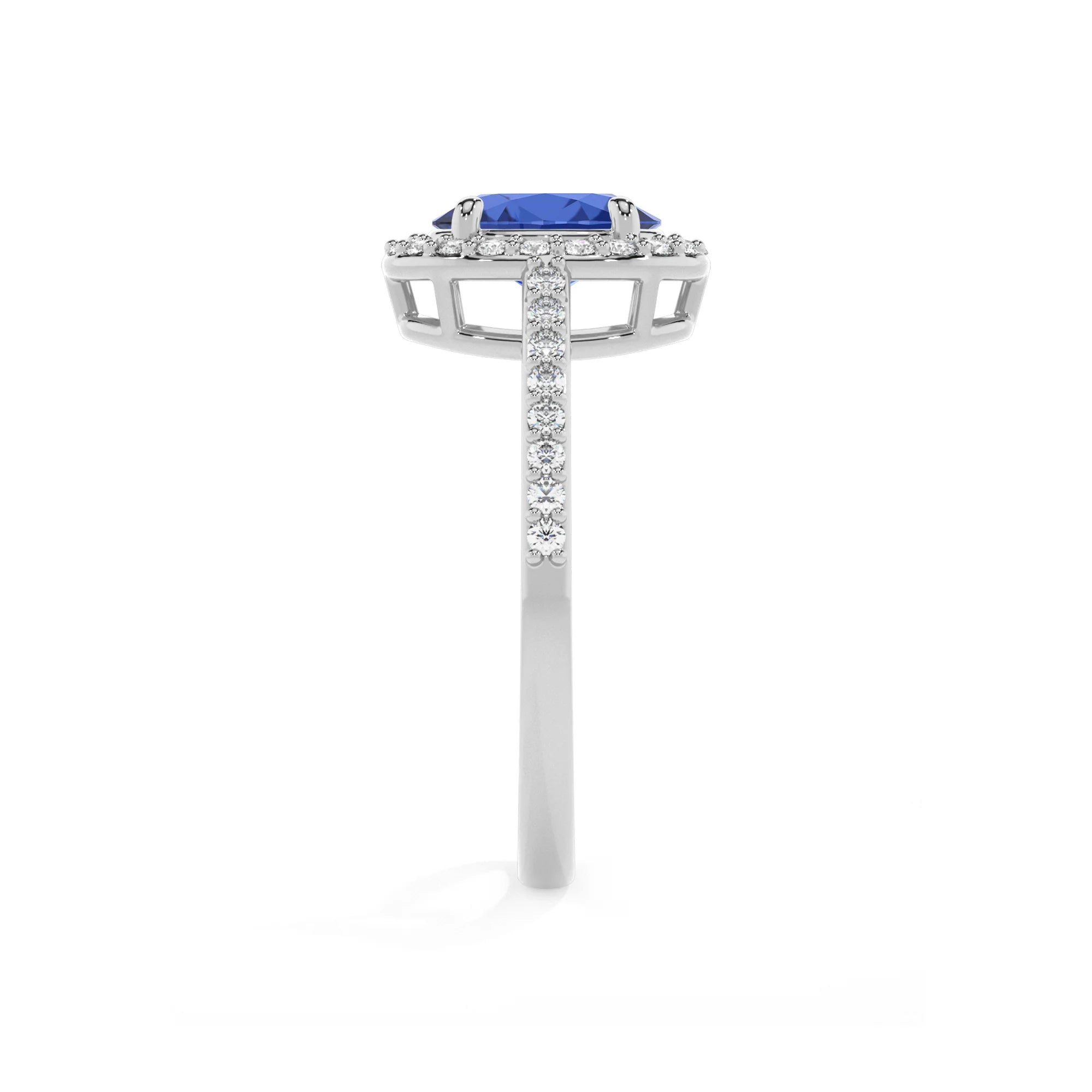 lab grown blue-sapphire oval solitaire rings in sterling silver 