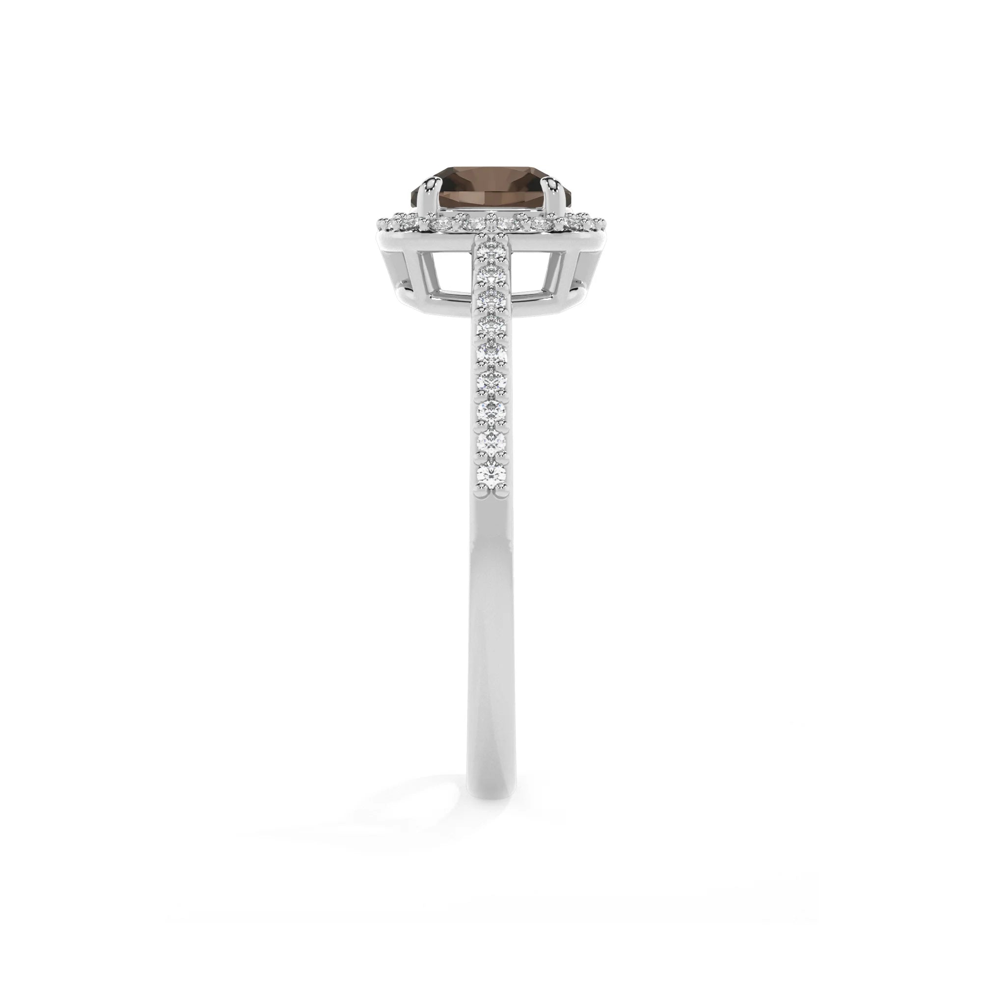 natural smoky-quartz cushion solitaire rings in platinum 
