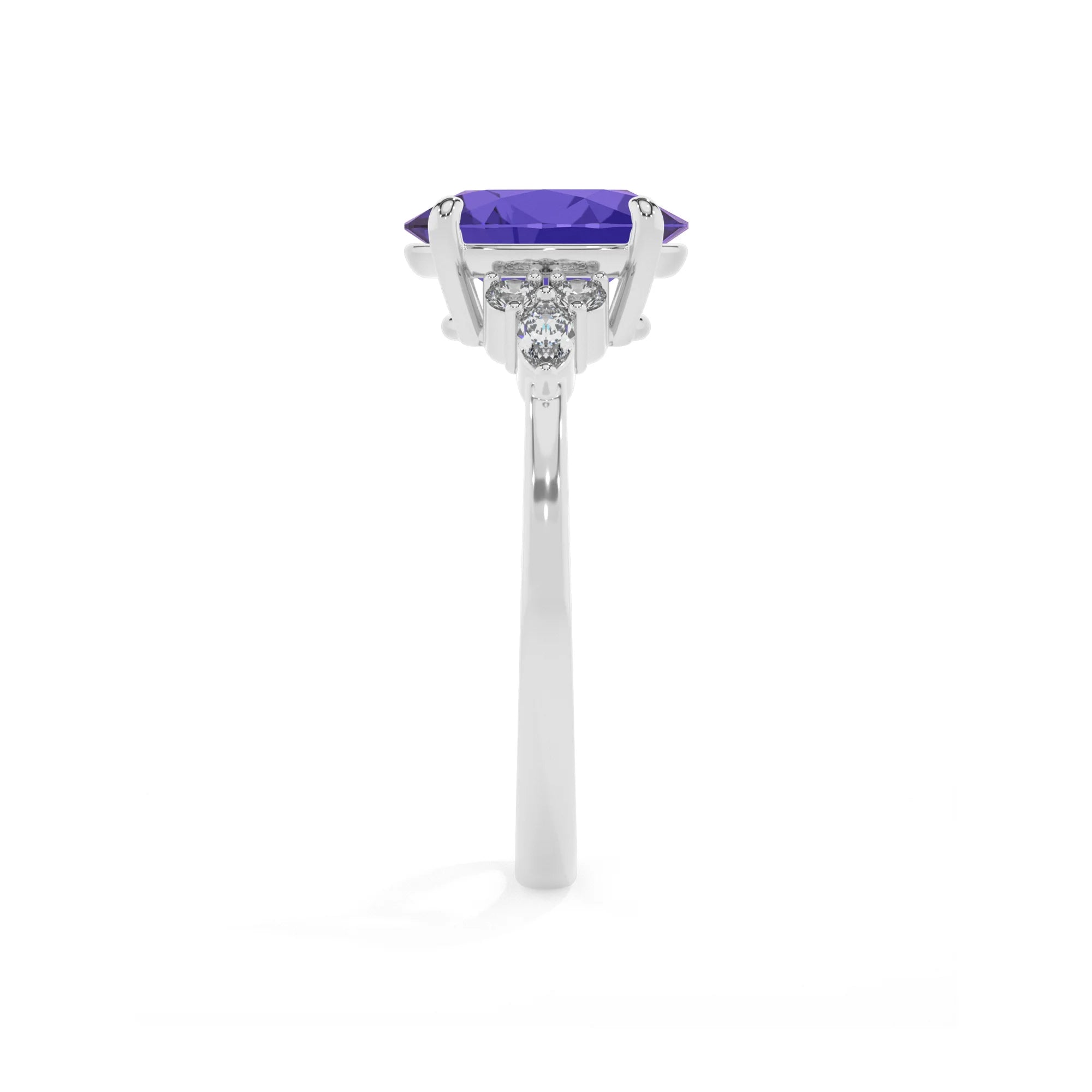 lab grown tanzanite oval solitaire rings in sterling silver 