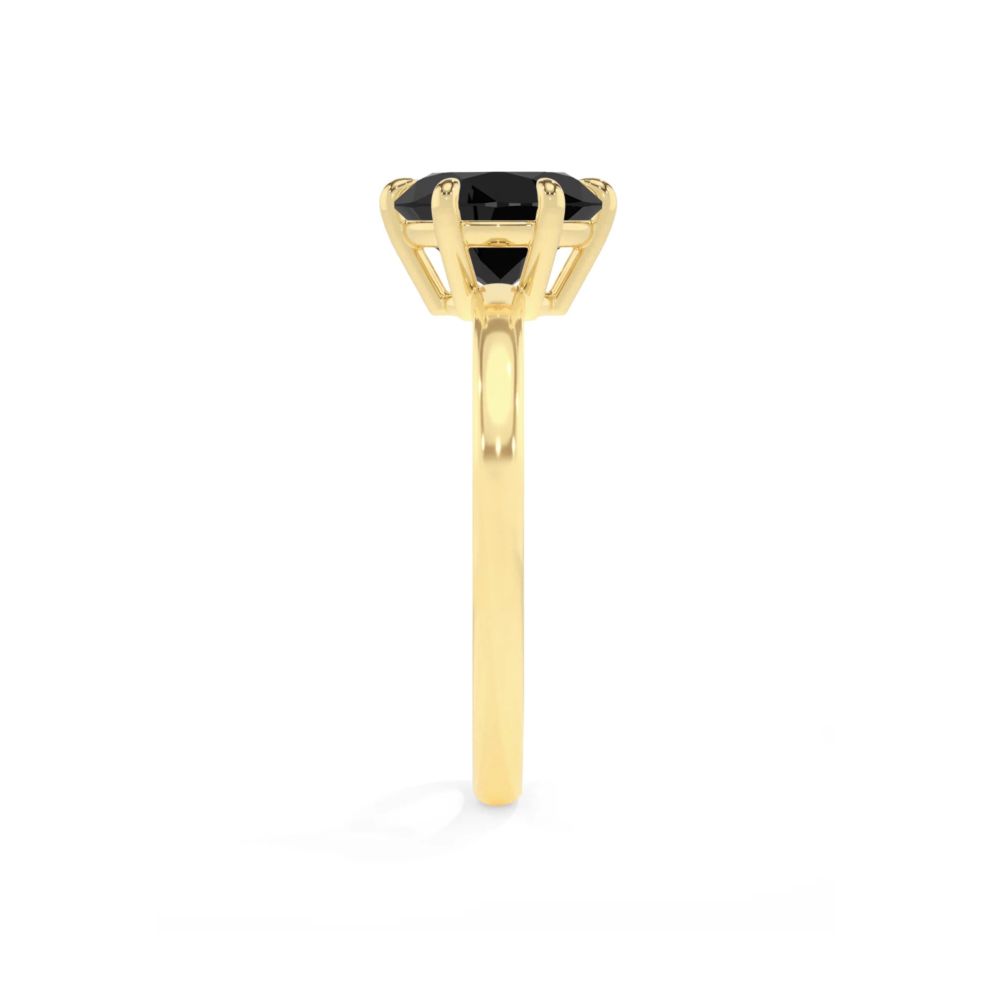 natural black-onyx round solitaire rings in yellow gold 