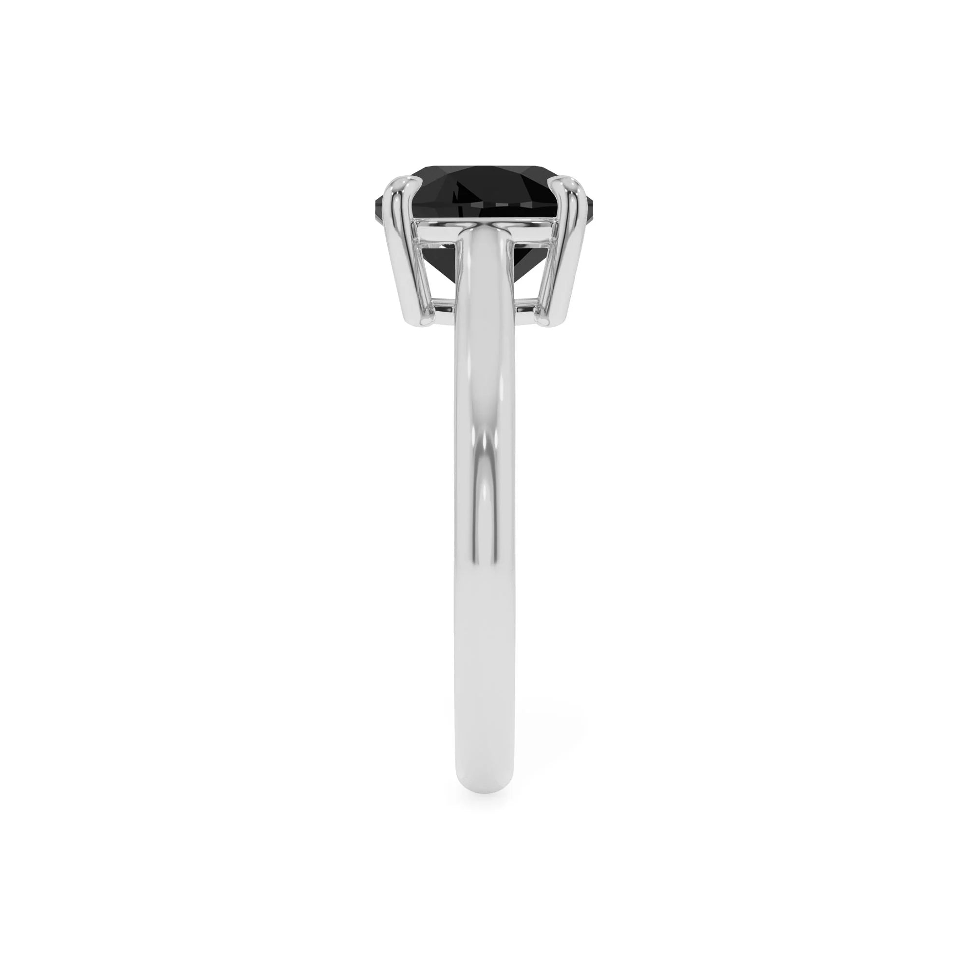 natural black-onyx cushion solitaire rings in white gold 