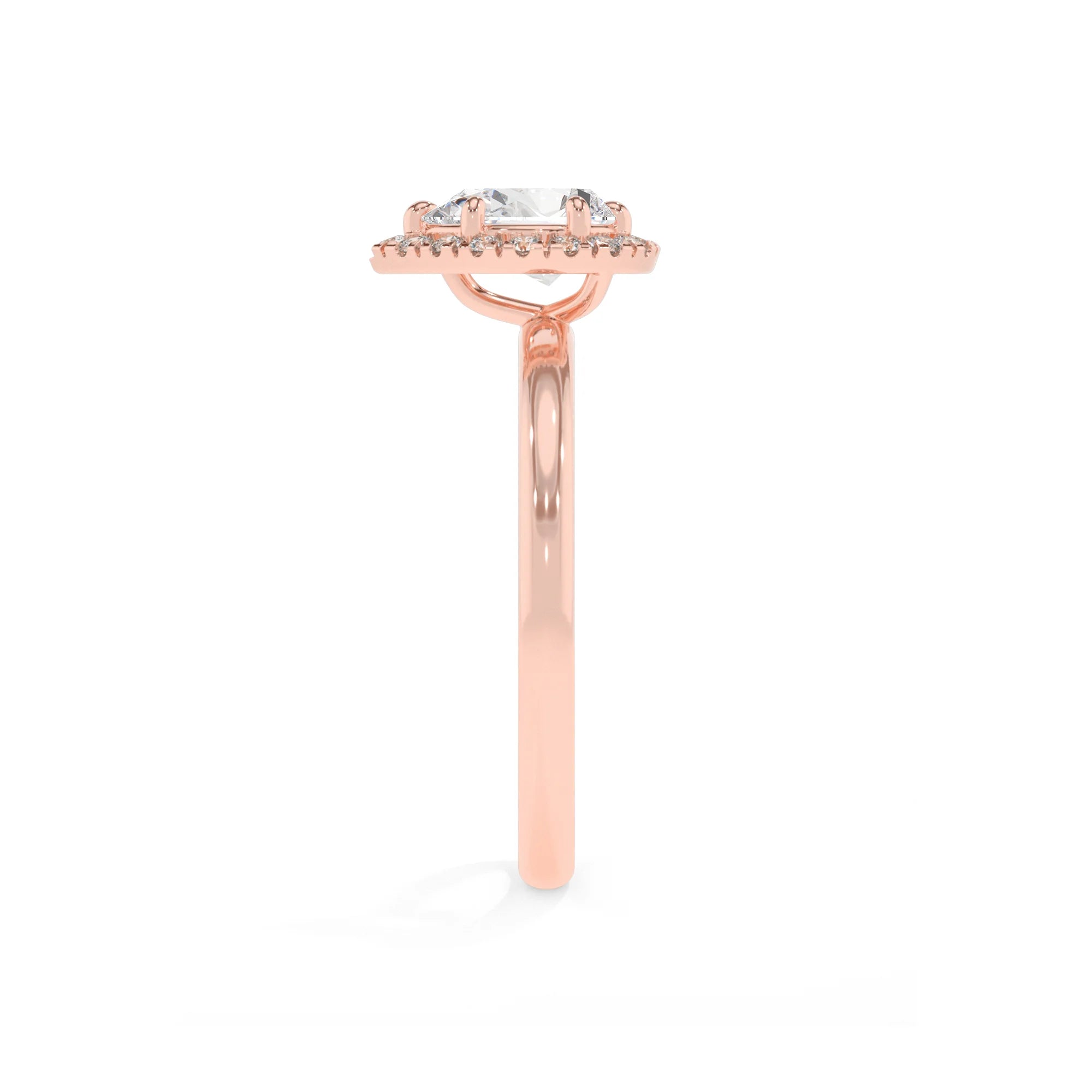 lab grown moissanite pear solitaire rings in rose gold 