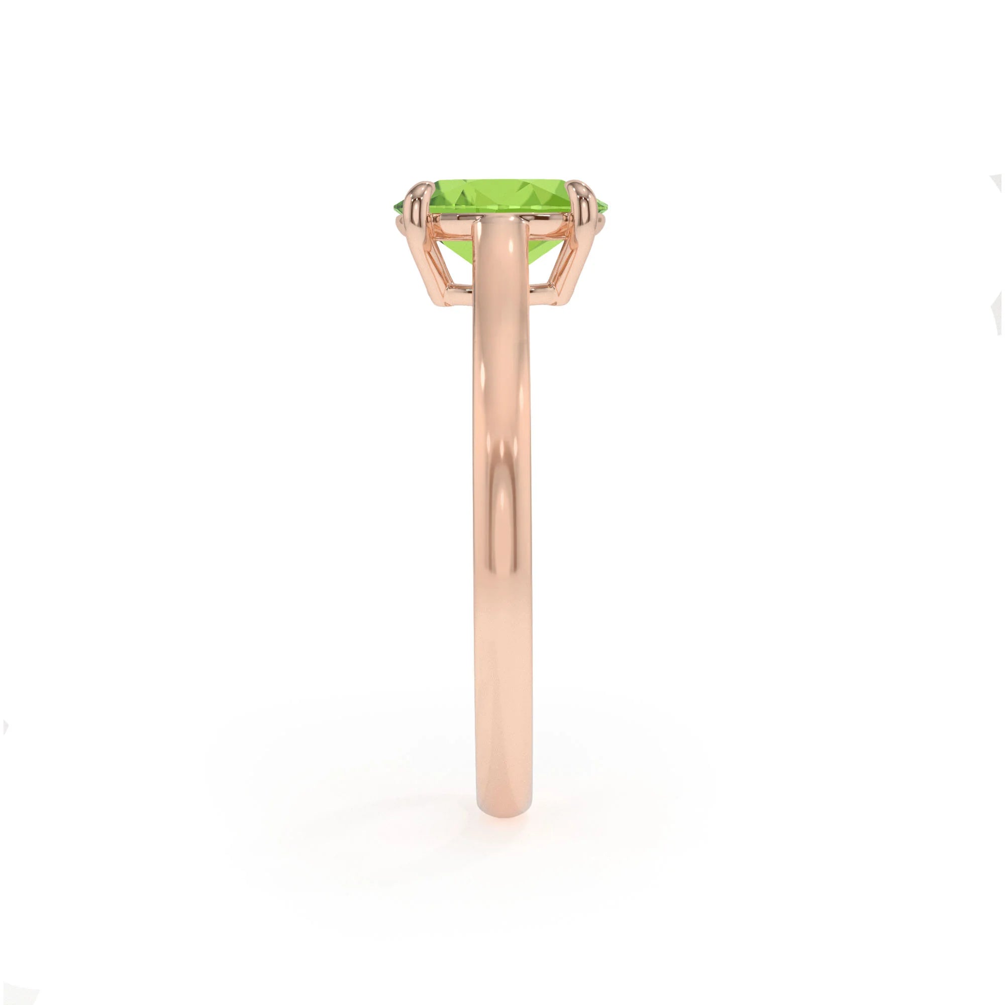 natural peridot oval solitaire rings in rose gold 