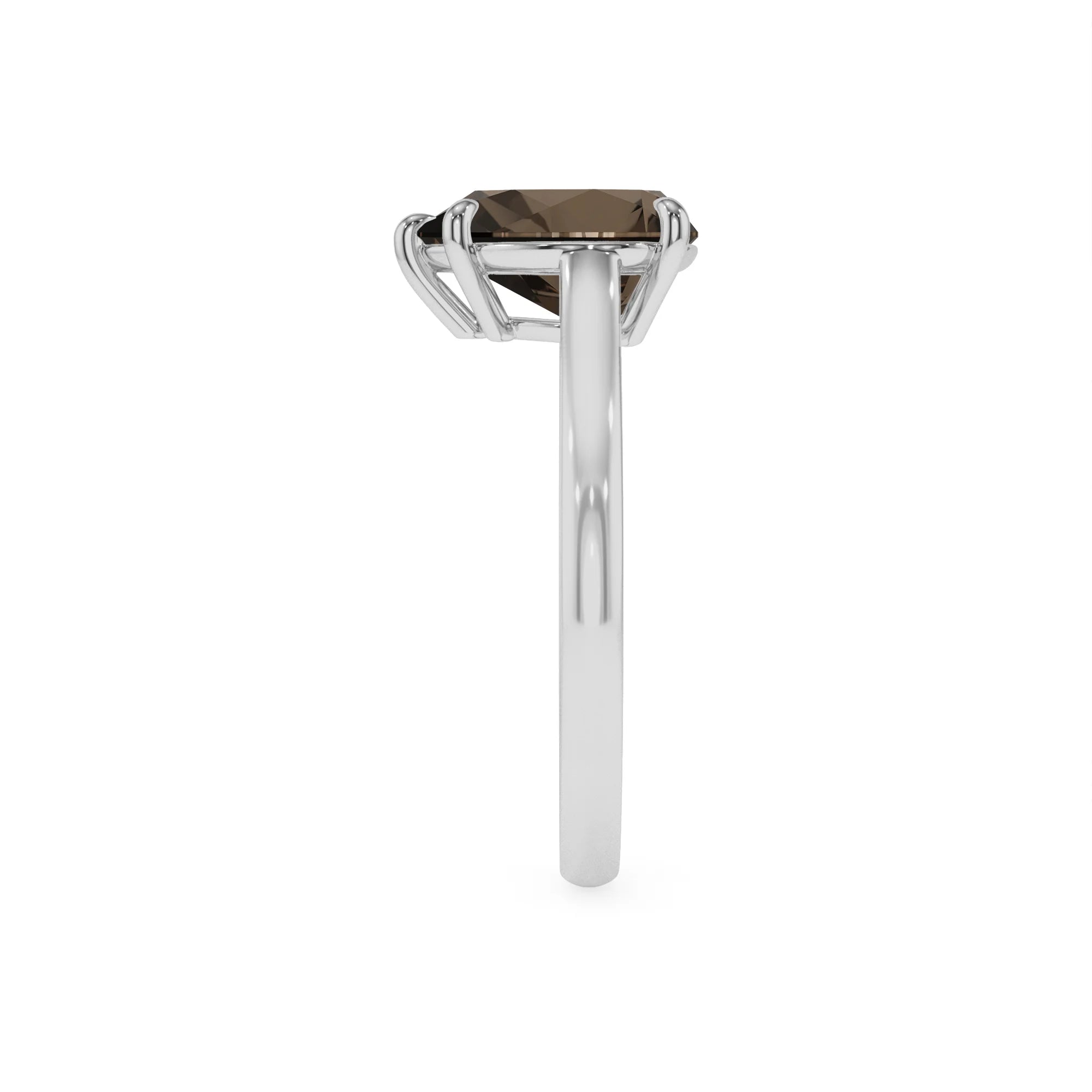 natural smoky-quartz pear solitaire rings in platinum 