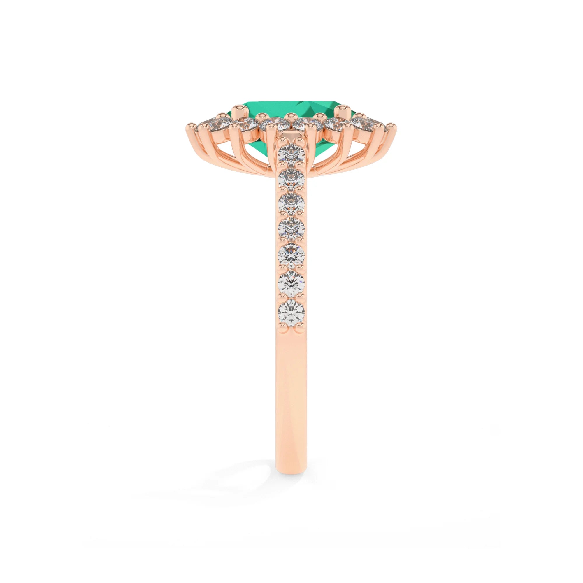 lab grown emerald oval solitaire rings in rose gold 