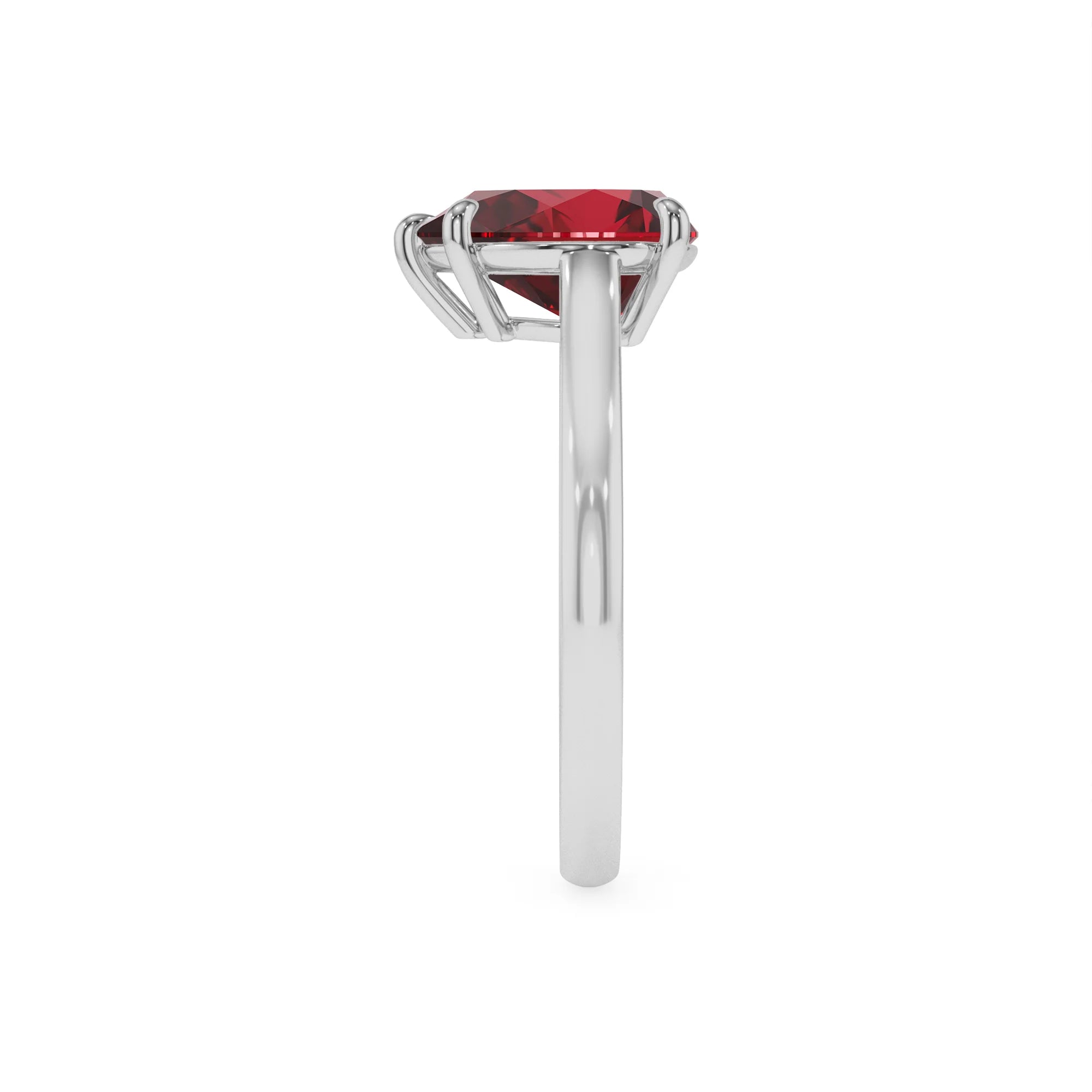 lab grown ruby pear solitaire rings in platinum 