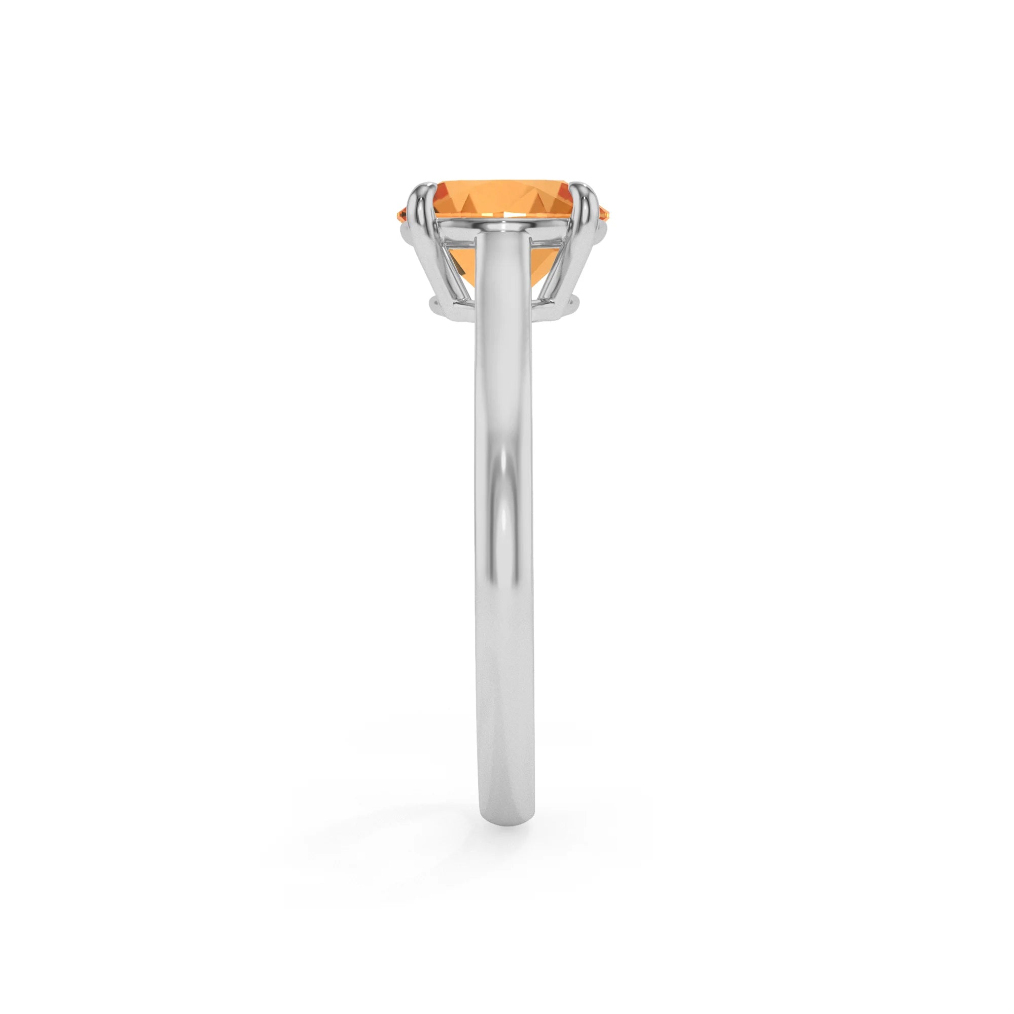 lab grown citrine round solitaire rings in platinum 
