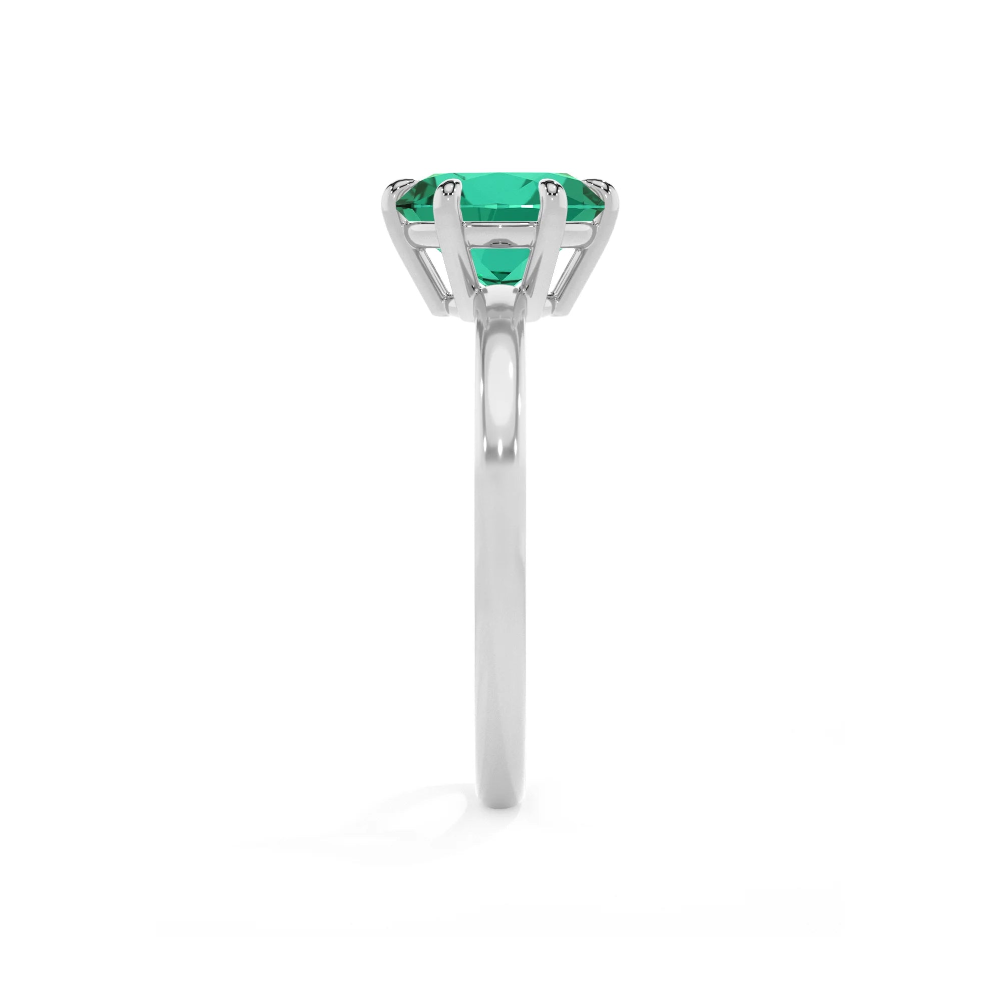 lab grown emerald round solitaire rings in sterling silver 