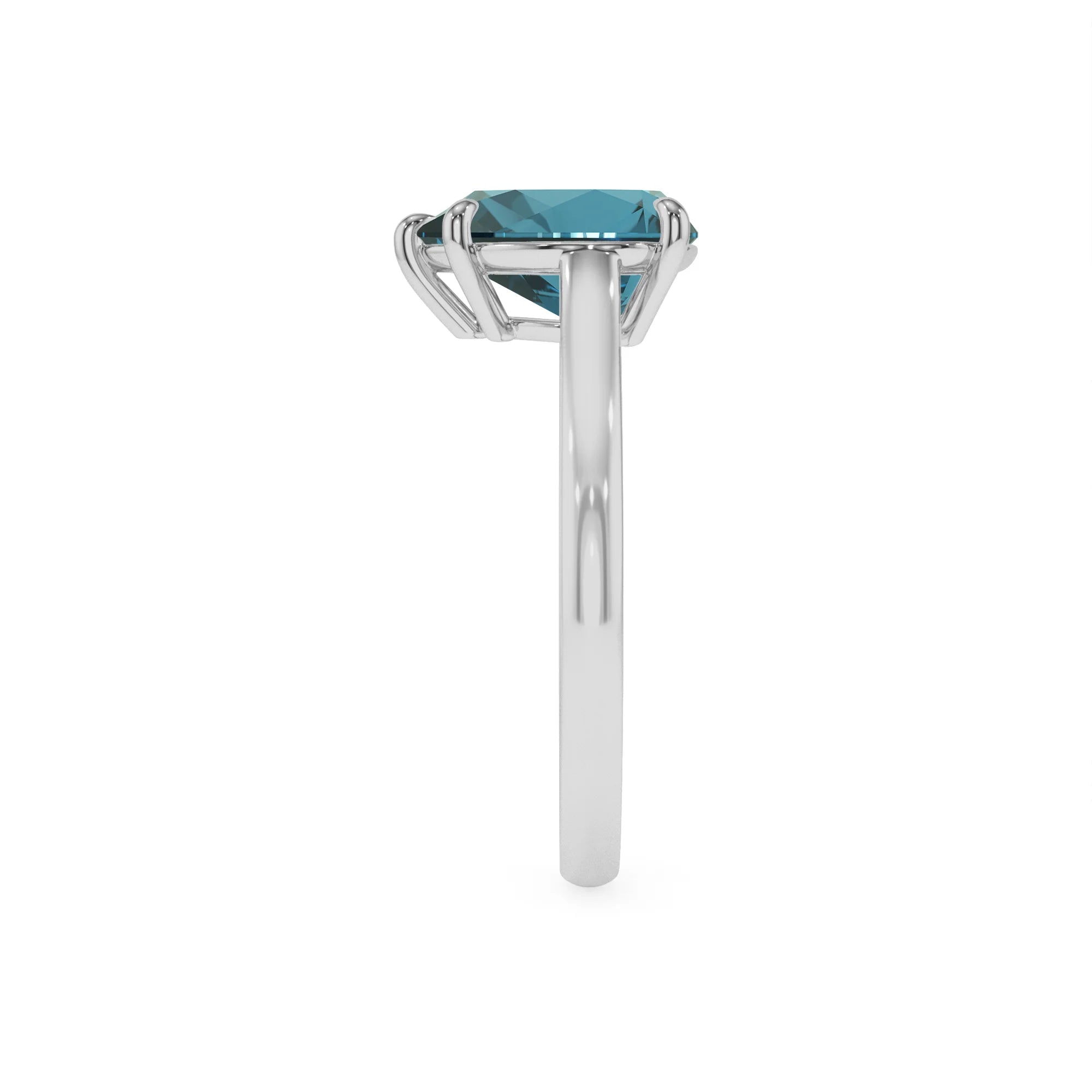 natural london-blue-topaz pear solitaire rings in platinum 