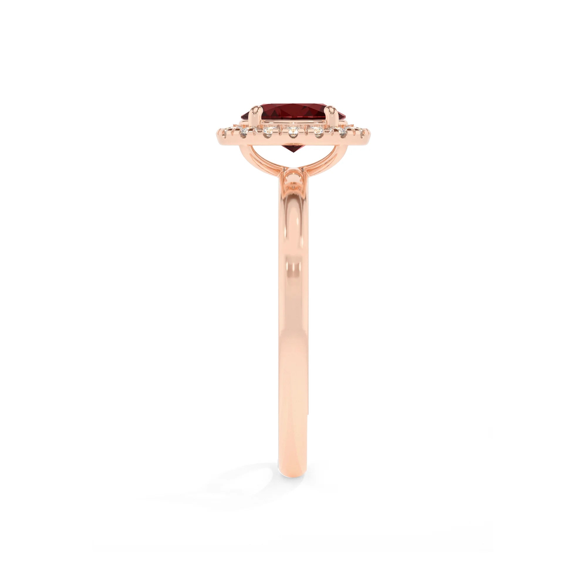 natural garnet oval solitaire rings in rose gold 