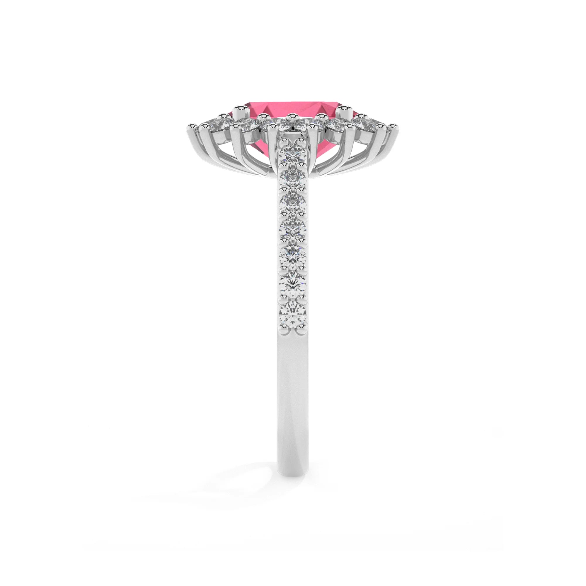 lab grown pink-tourmaline oval solitaire rings in platinum 