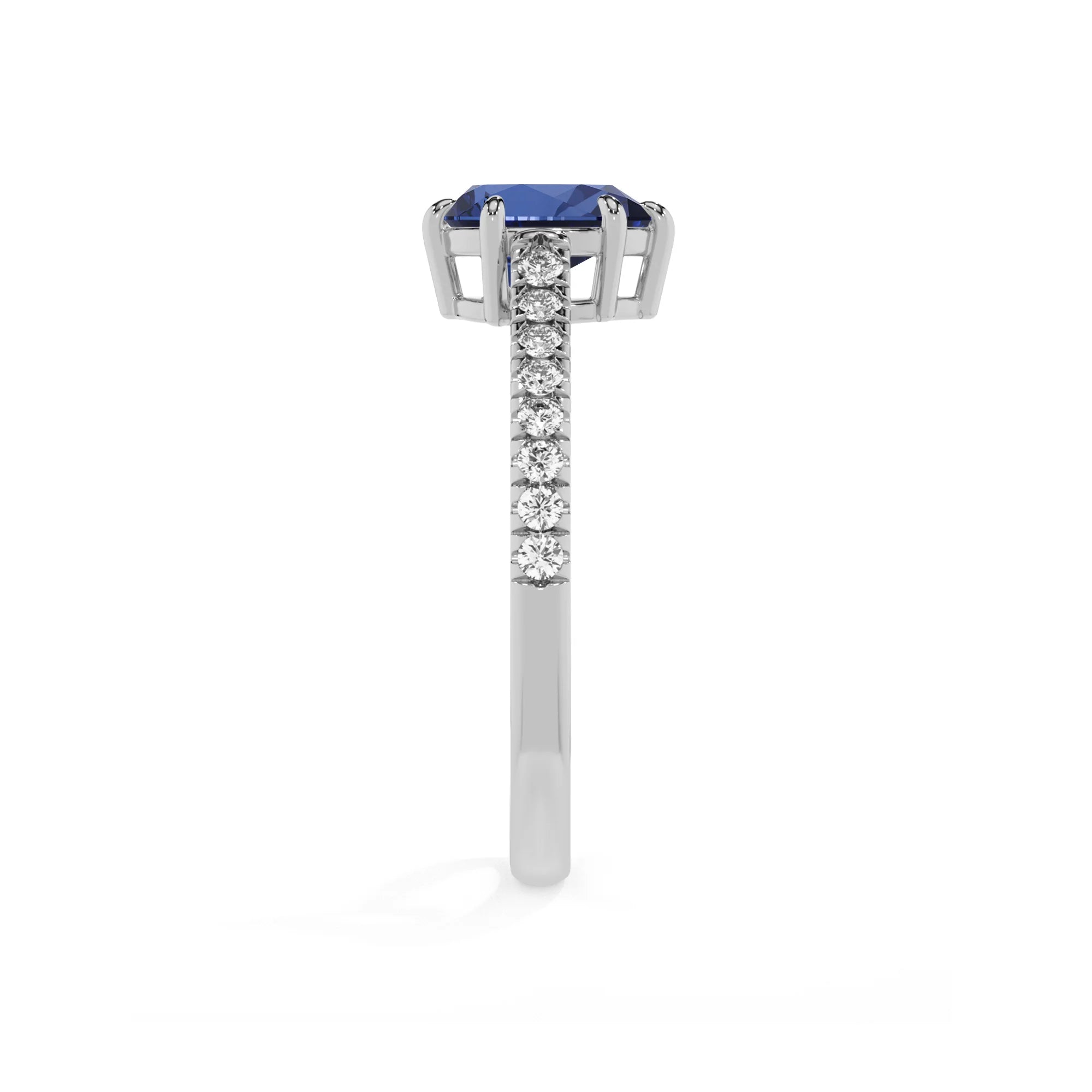 lab grown blue-sapphire pear half eternity solitaire engagement rings in platinum 