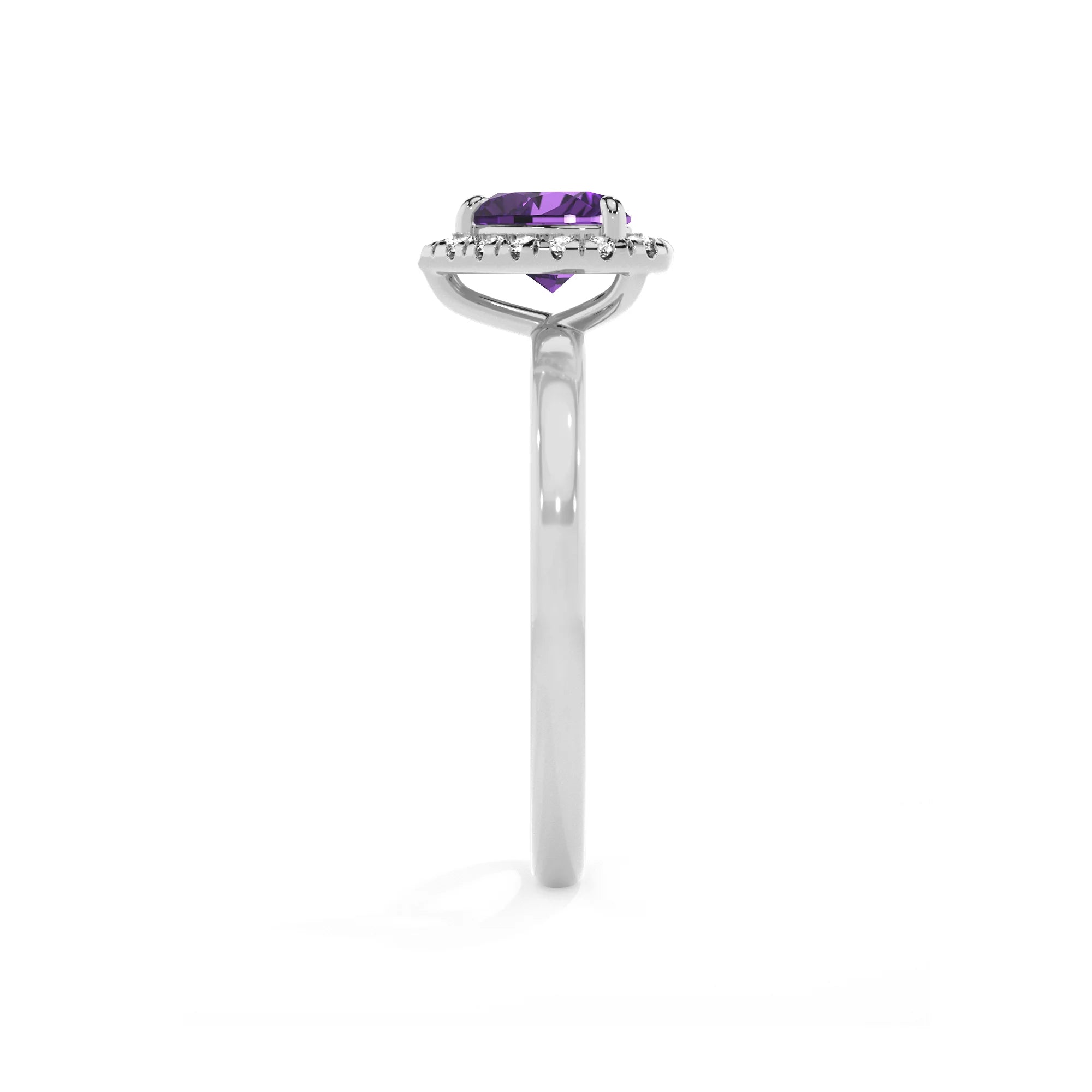 lab grown amethyst heart solitaire rings in white gold 