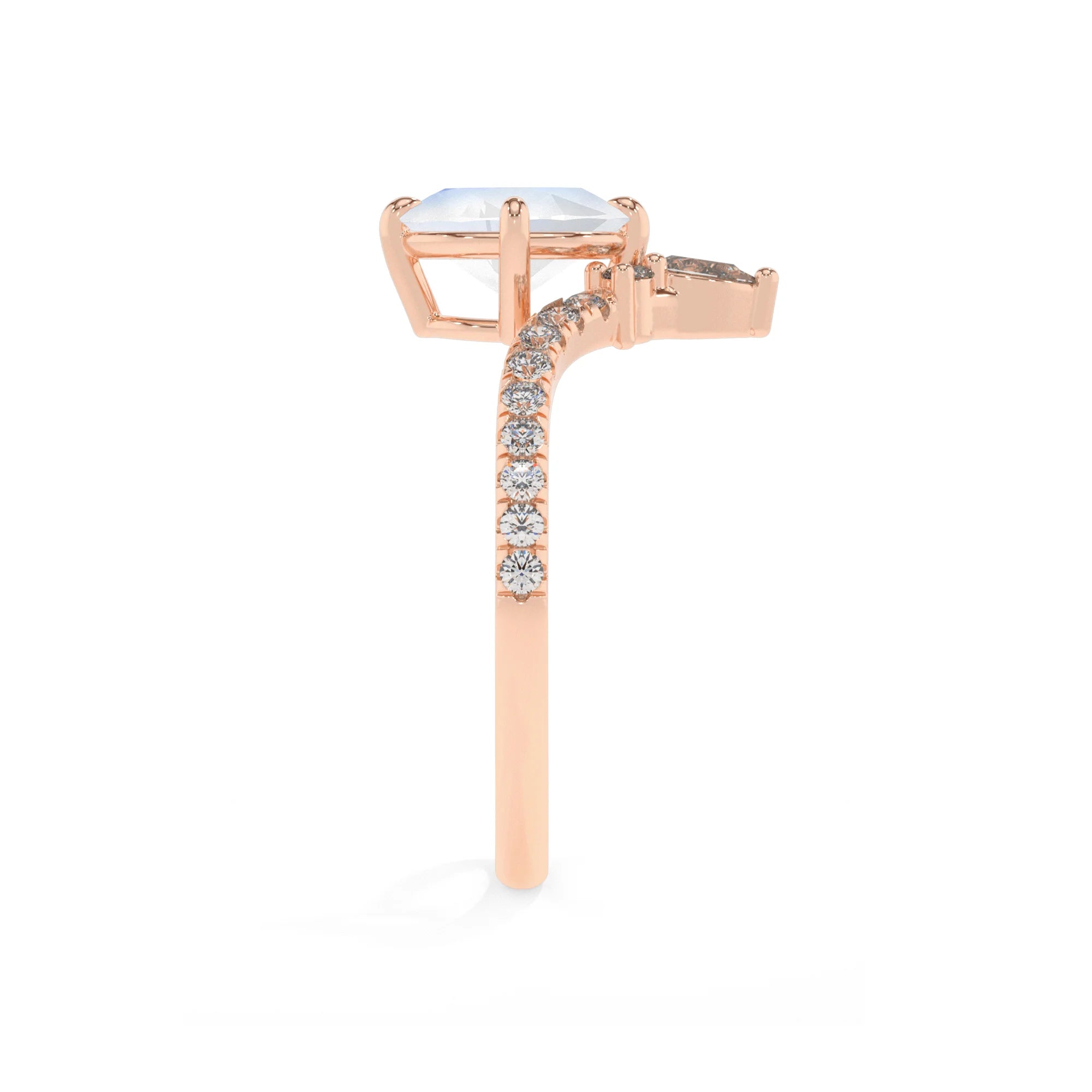 natural rainbow-moonstone oval solitaire rings in rose gold 