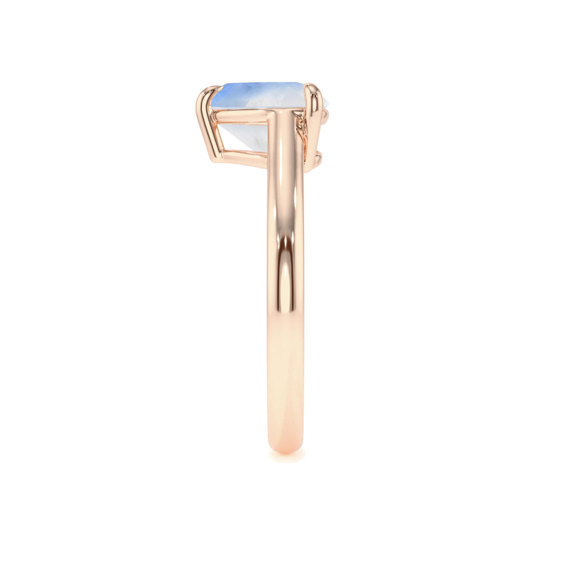 natural rainbow-moonstone heart solitaire rings in rose gold 