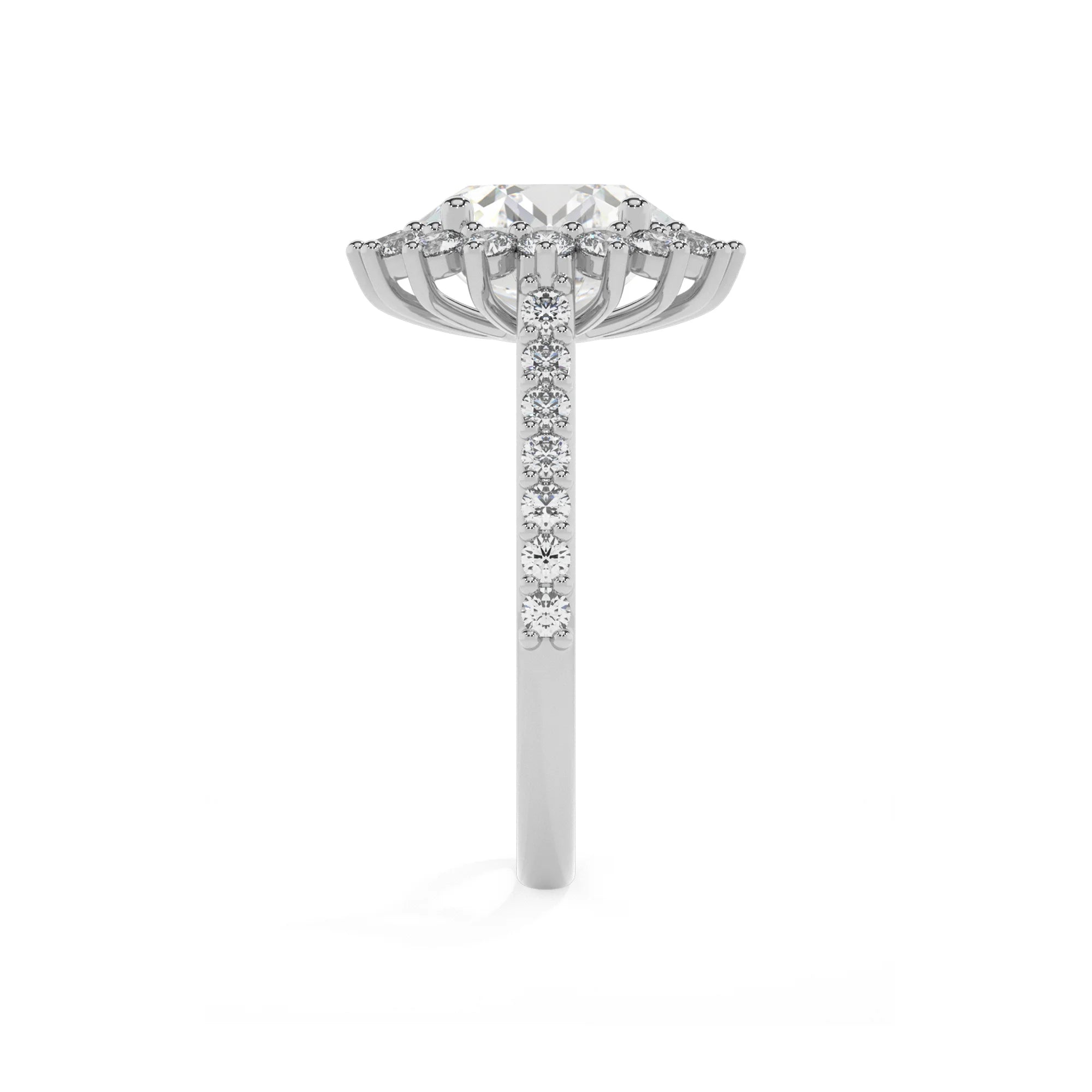 lab grown moissanite round solitaire rings in white gold 