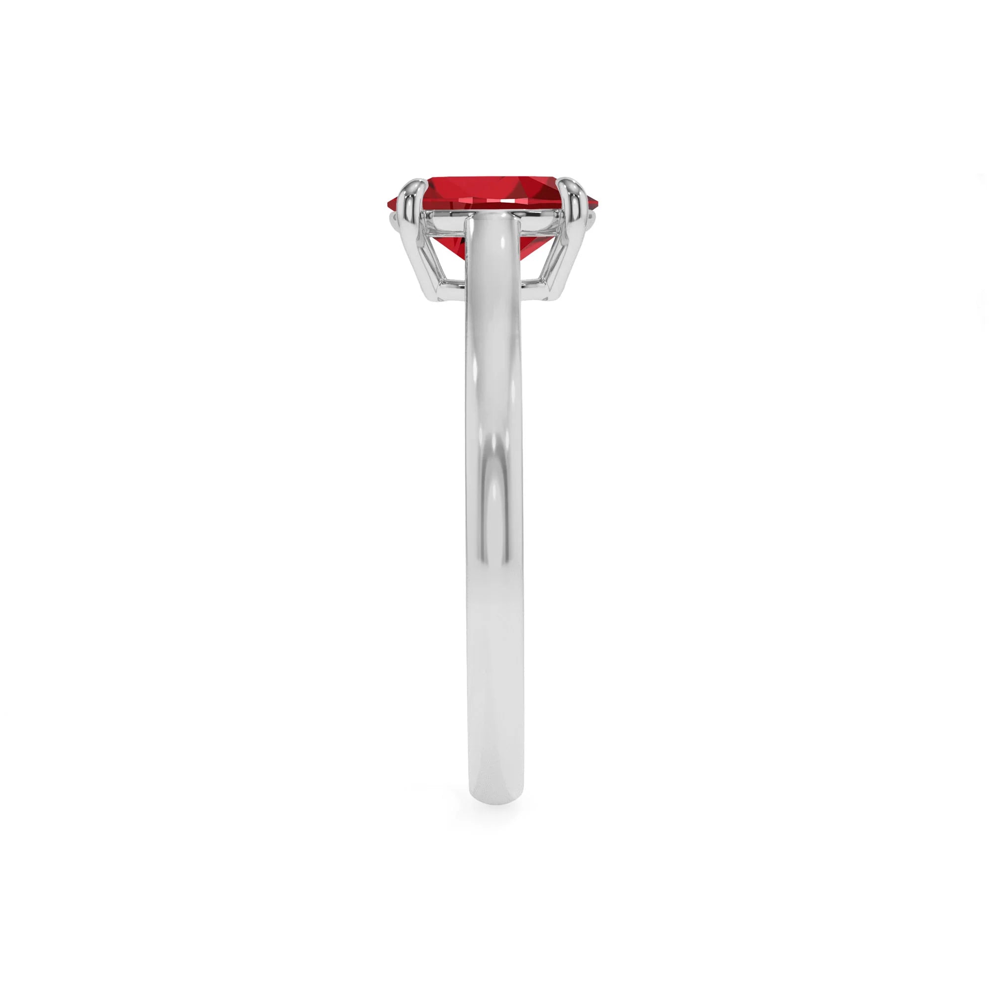 lab grown ruby oval solitaire rings in sterling silver 