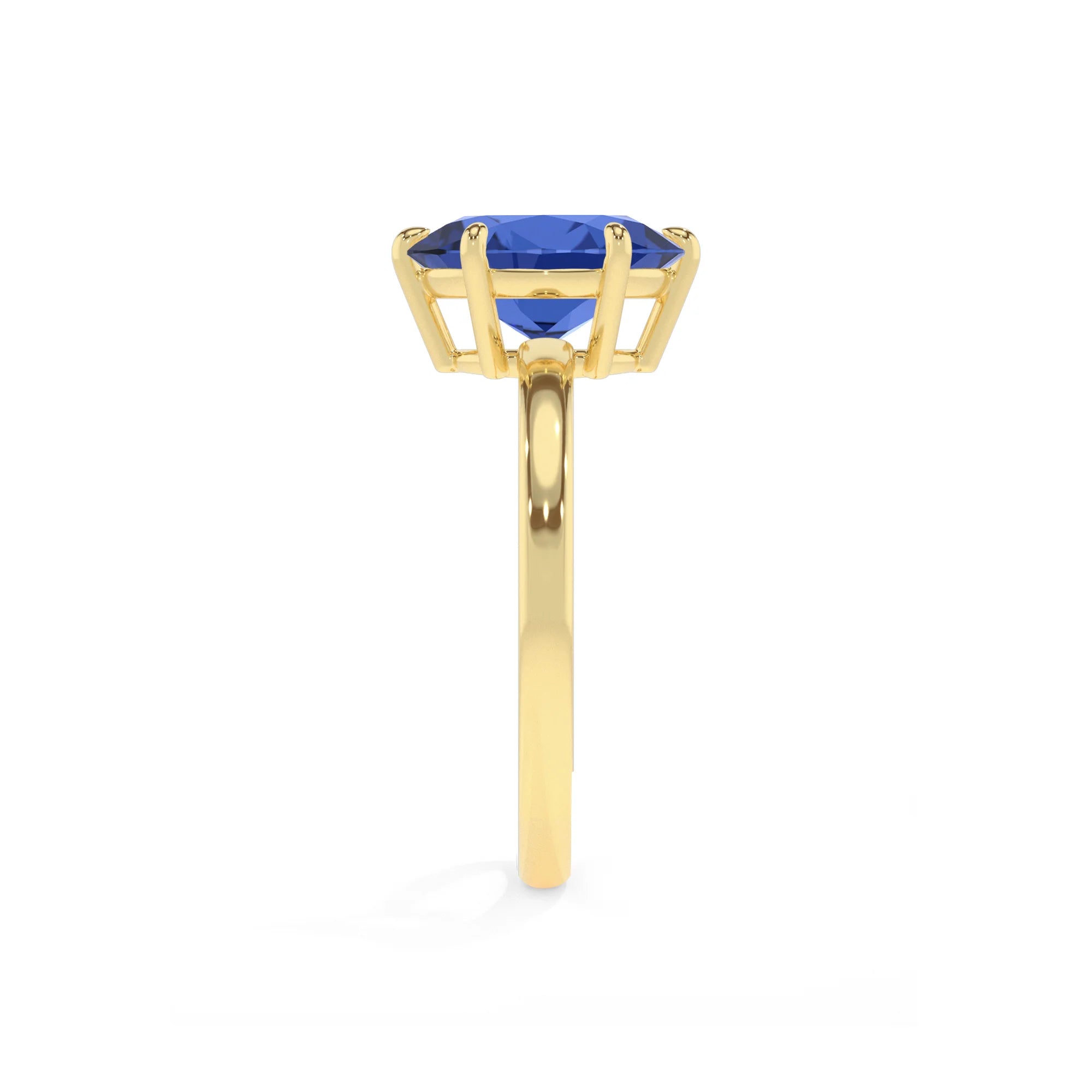lab grown blue-sapphire oval solitaire rings in yellow gold 