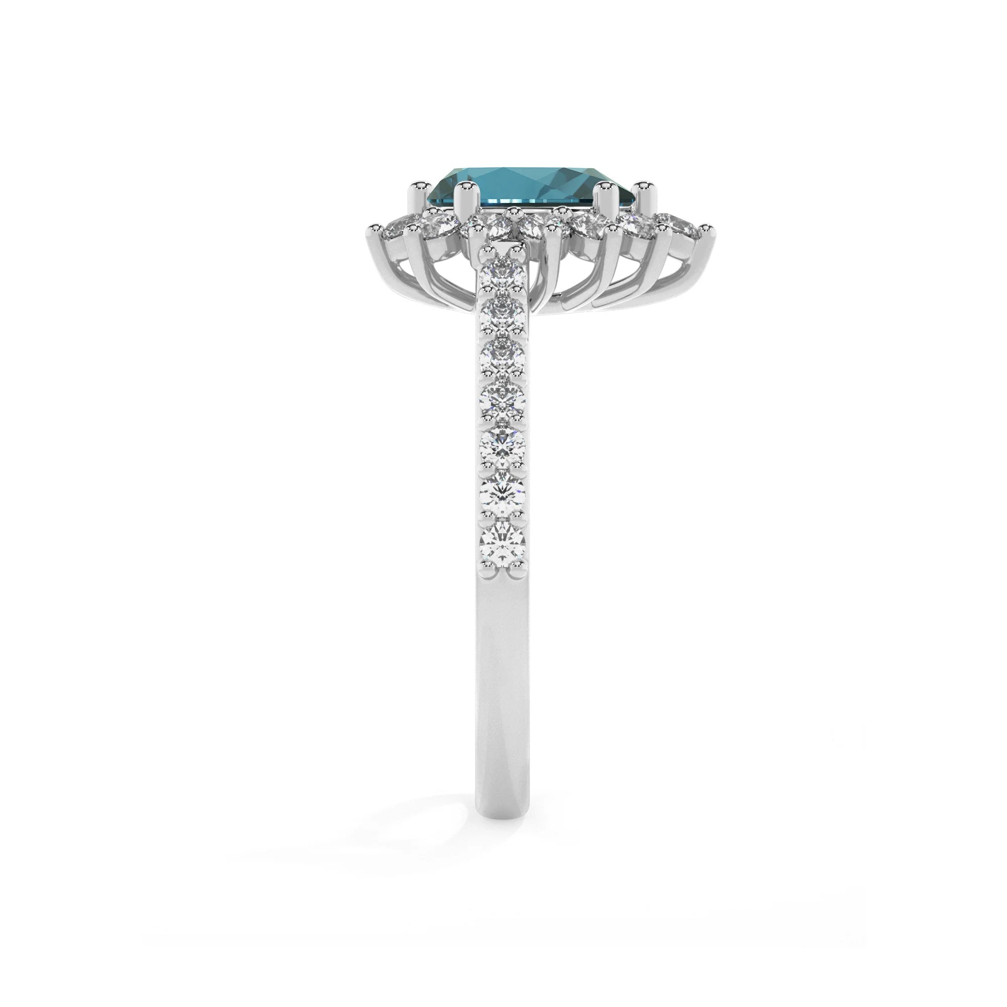 natural london-blue-topaz pear solitaire rings in platinum 