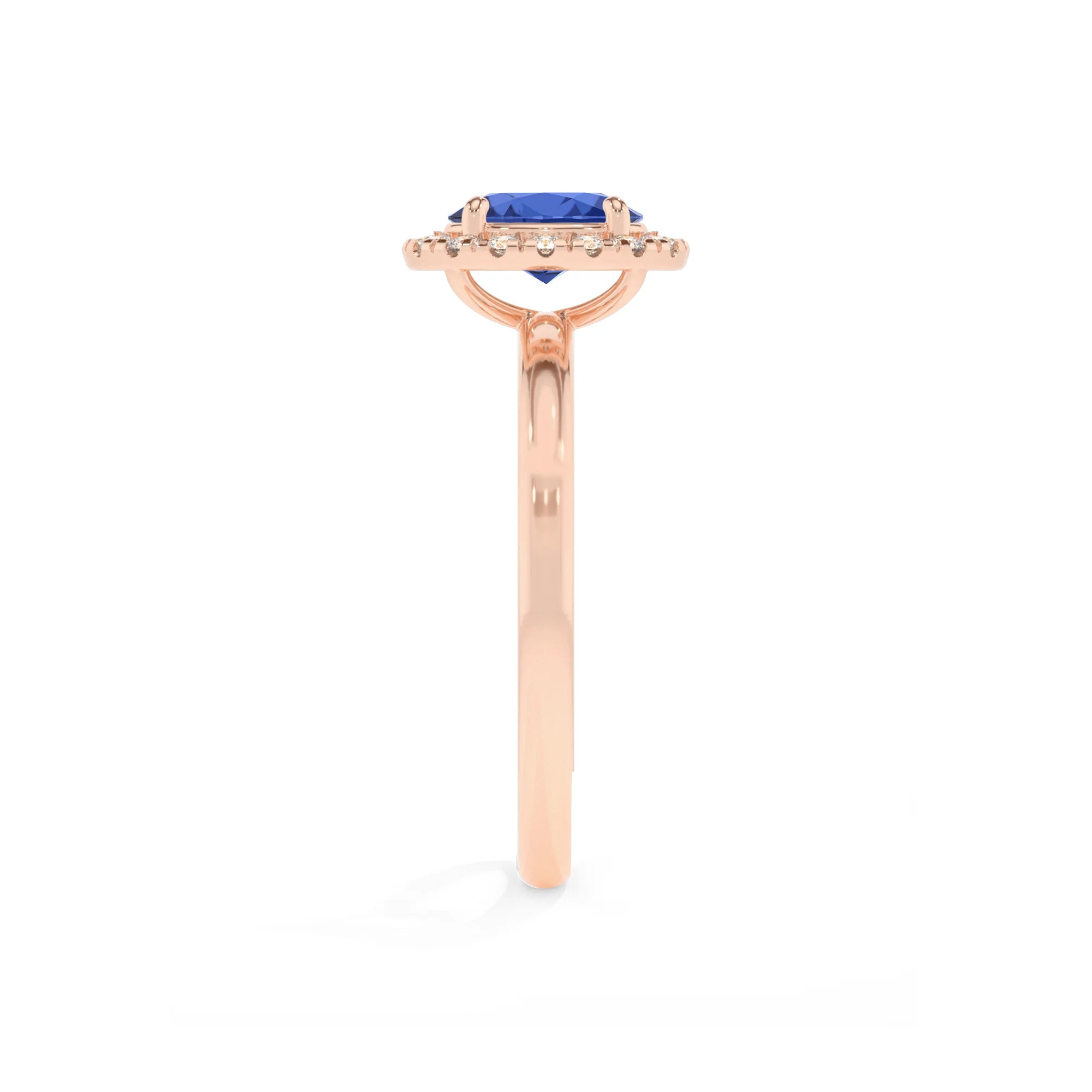 lab grown blue-sapphire oval solitaire rings in rose gold 