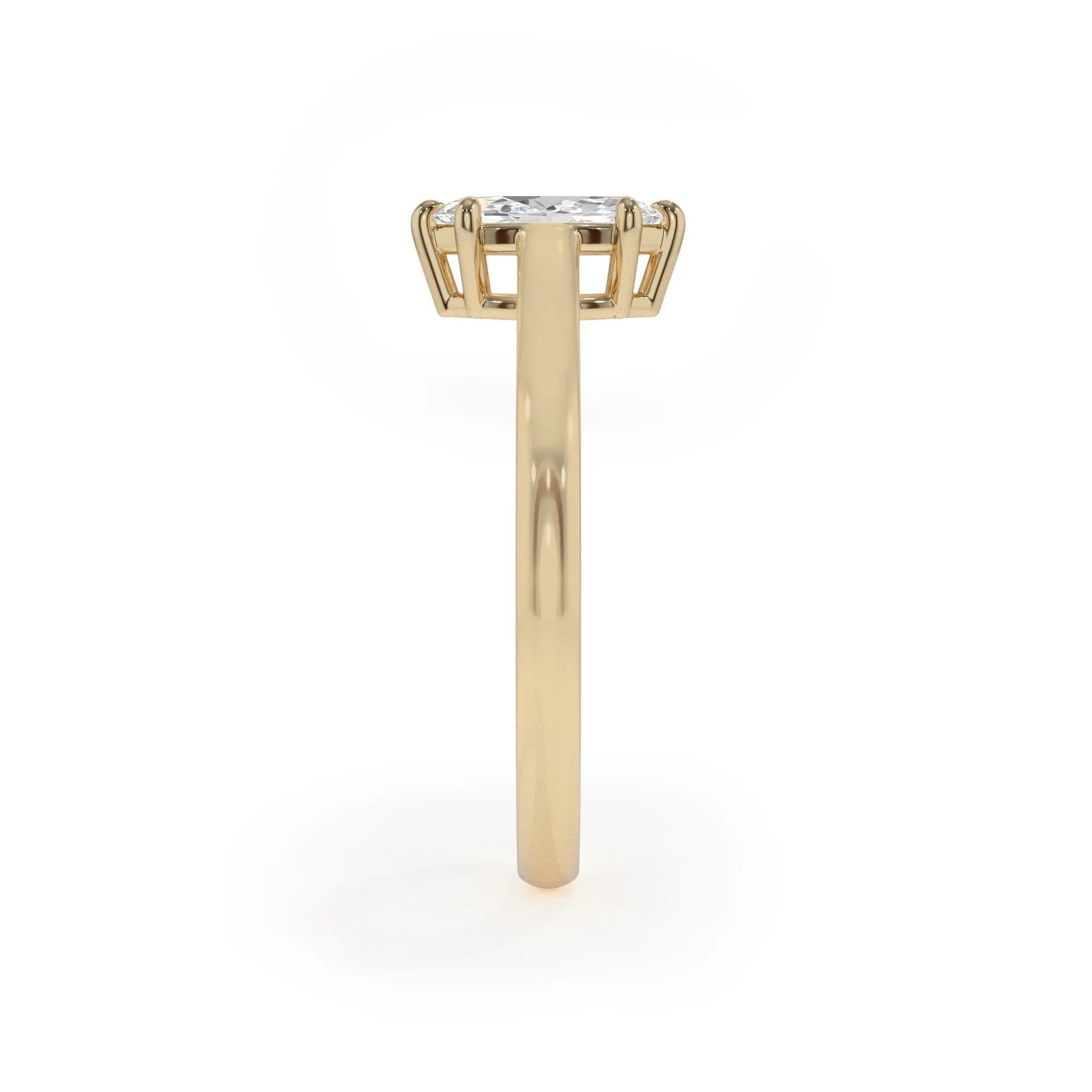 lab grown moissanite marquise solitaire rings in yellow gold 