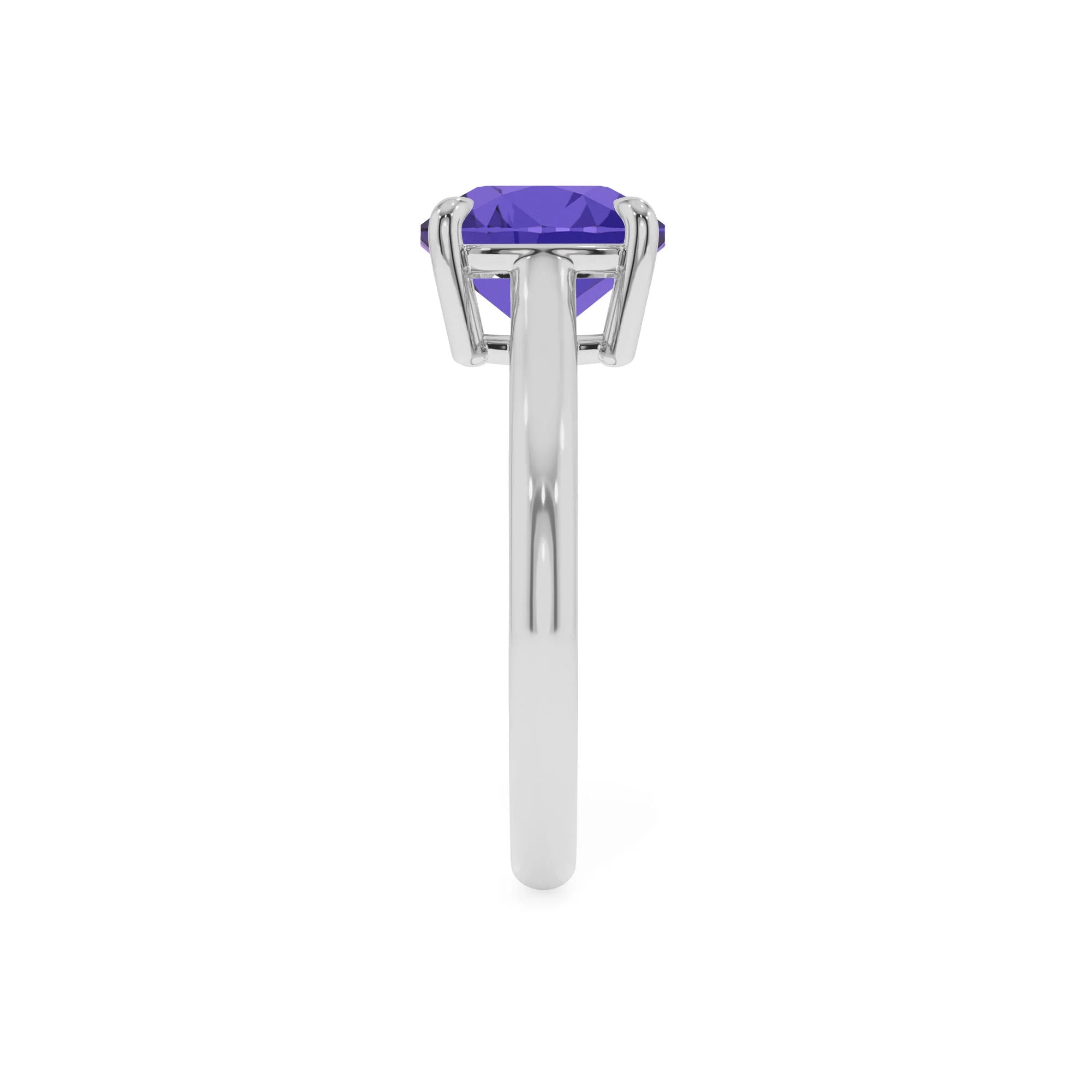 lab grown tanzanite cushion solitaire rings in platinum 