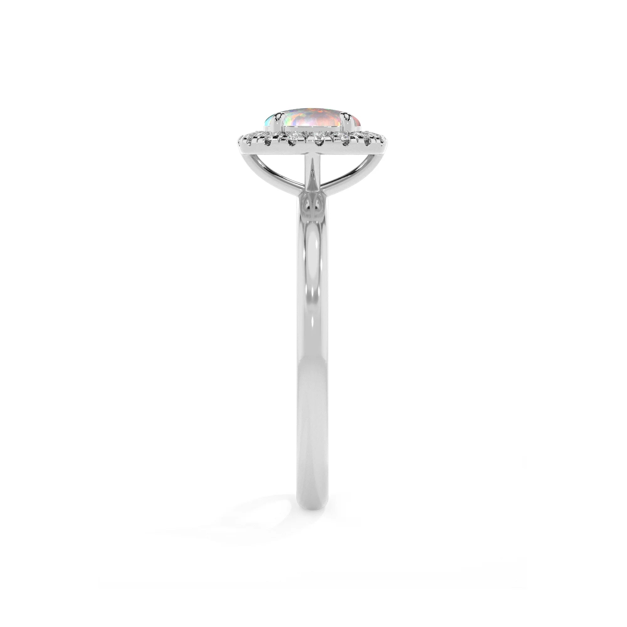 lab grown opal round solitaire rings in platinum 