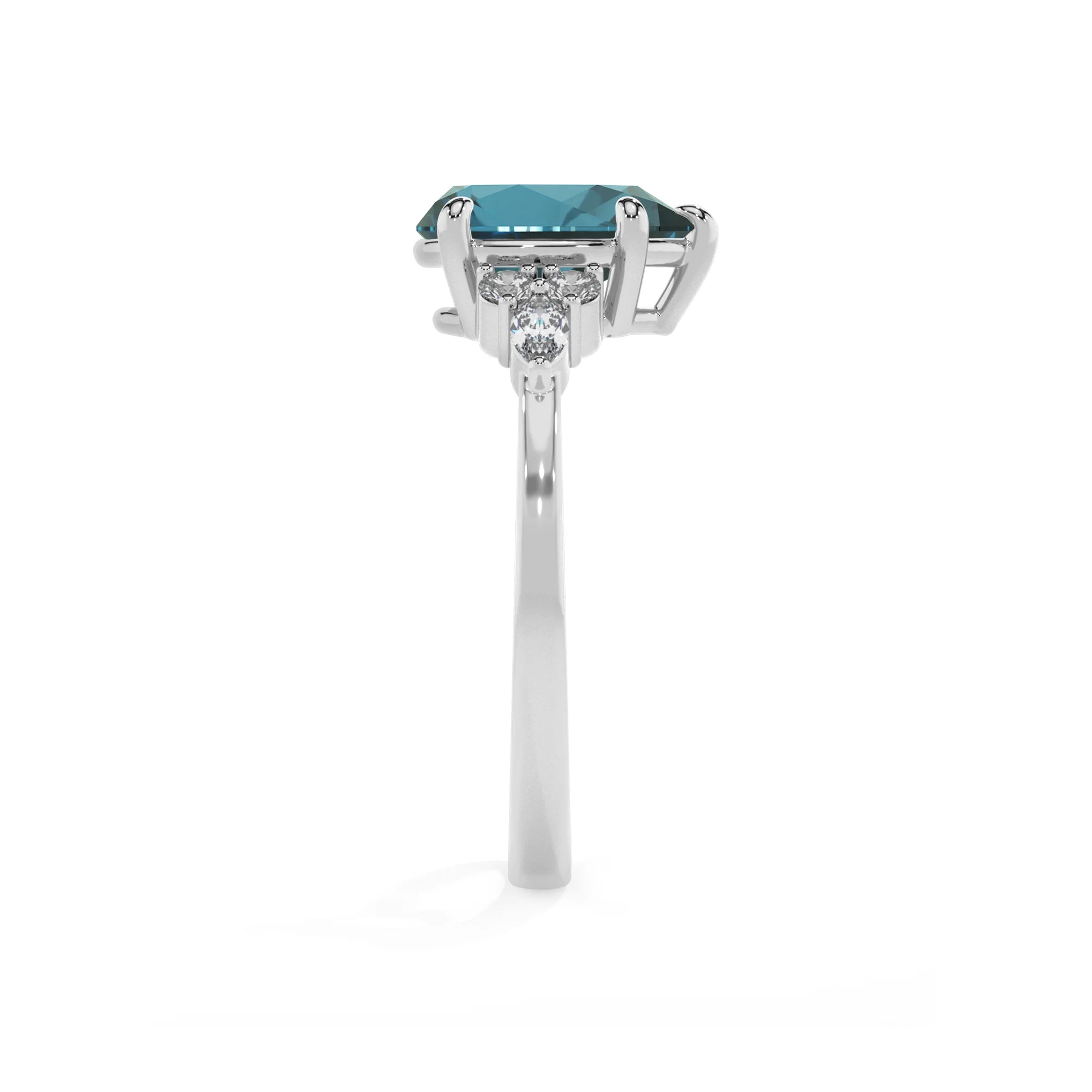 natural london-blue-topaz pear solitaire rings in white gold 