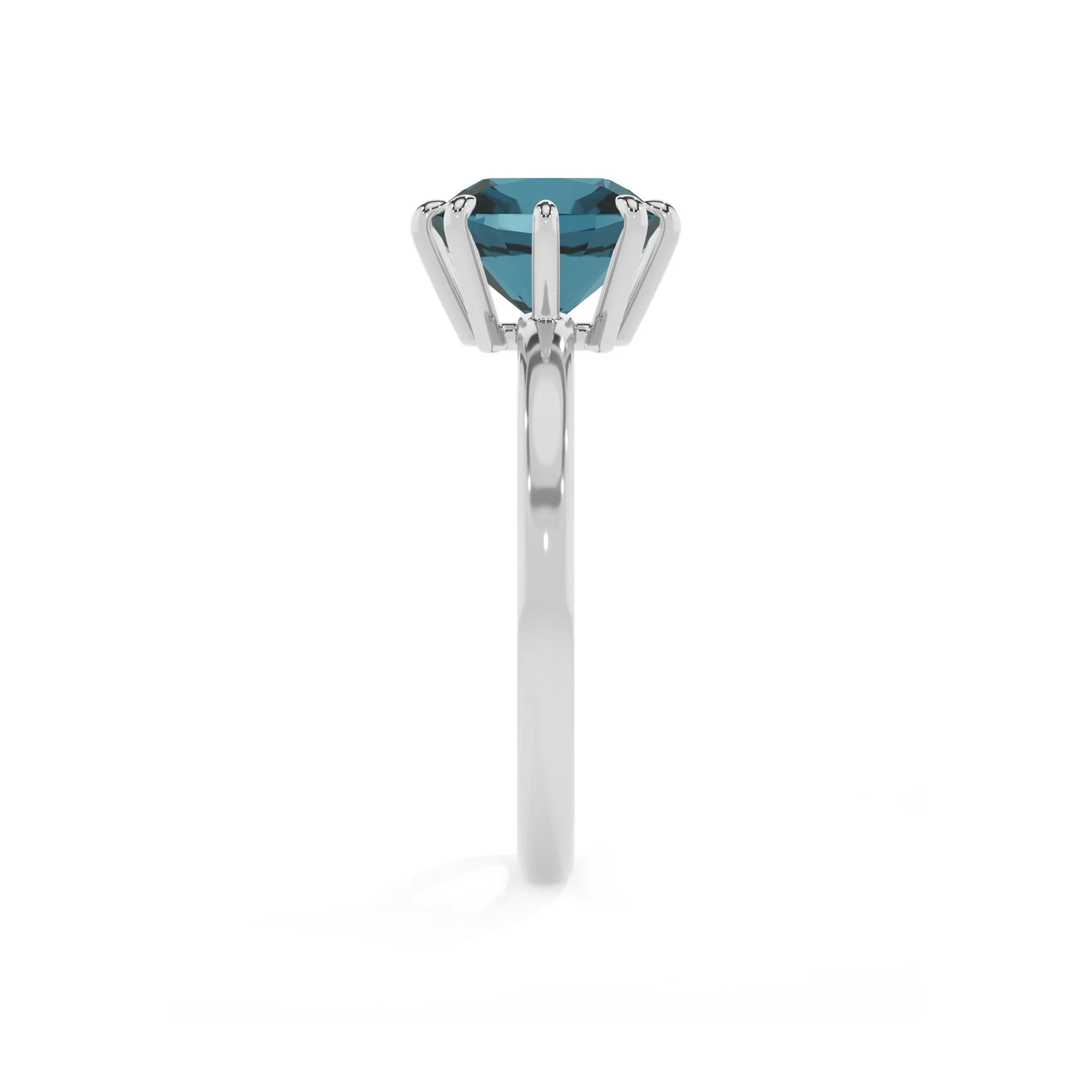 natural london-blue-topaz cushion solitaire rings in sterling silver 