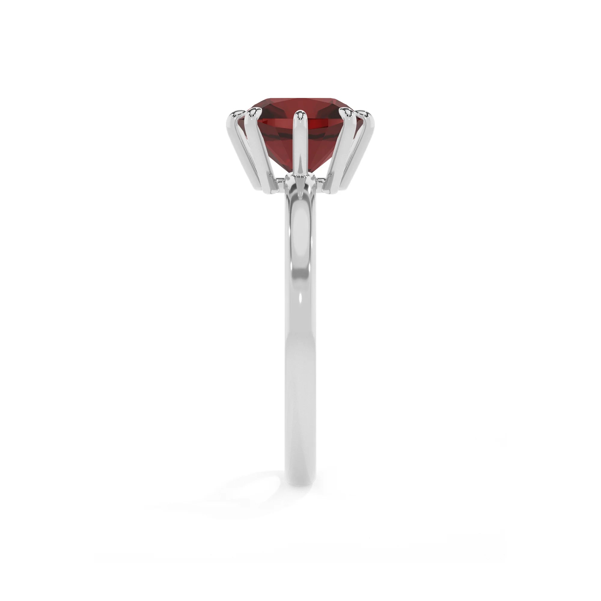 natural garnet cushion solitaire rings in platinum 