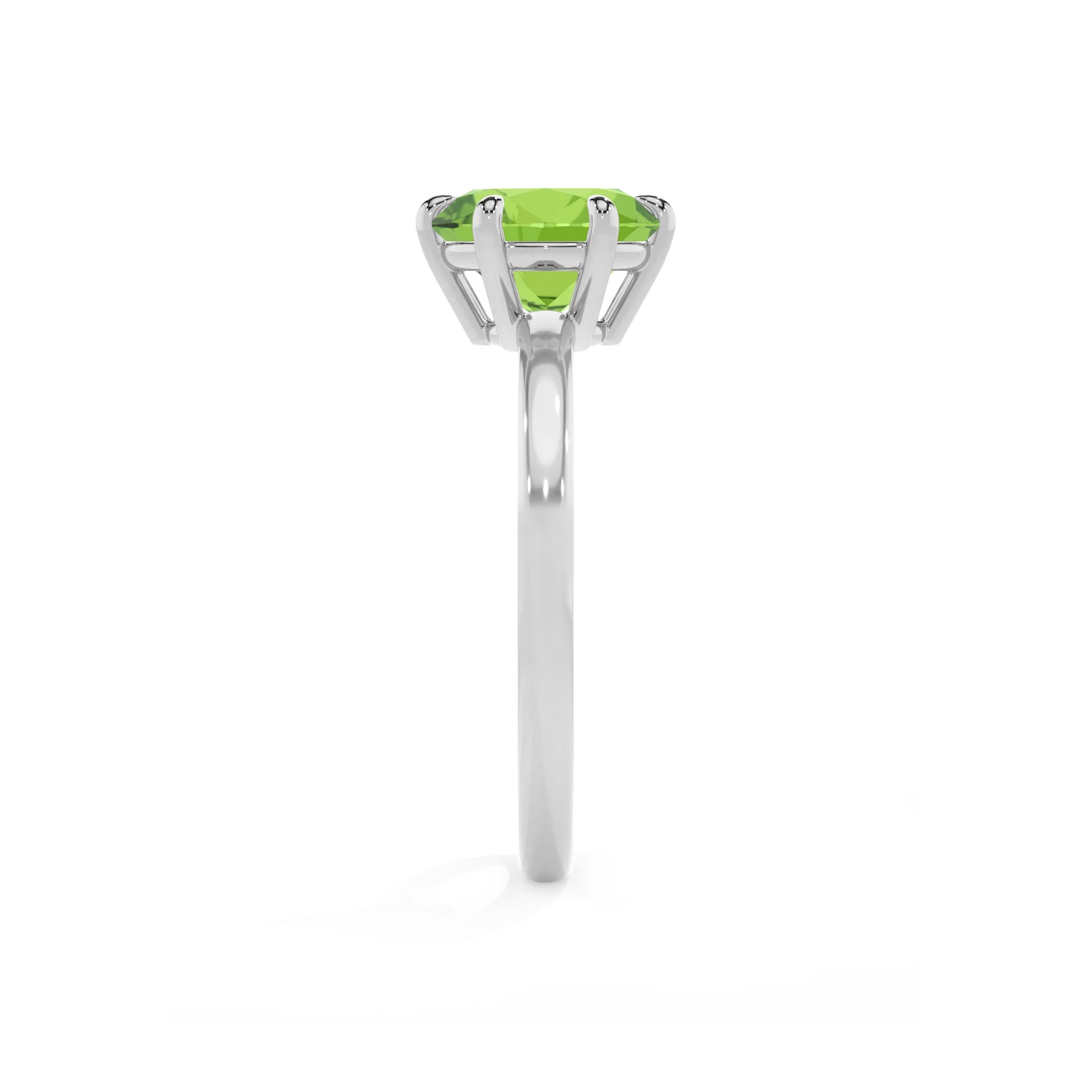 natural peridot round solitaire rings in sterling silver 