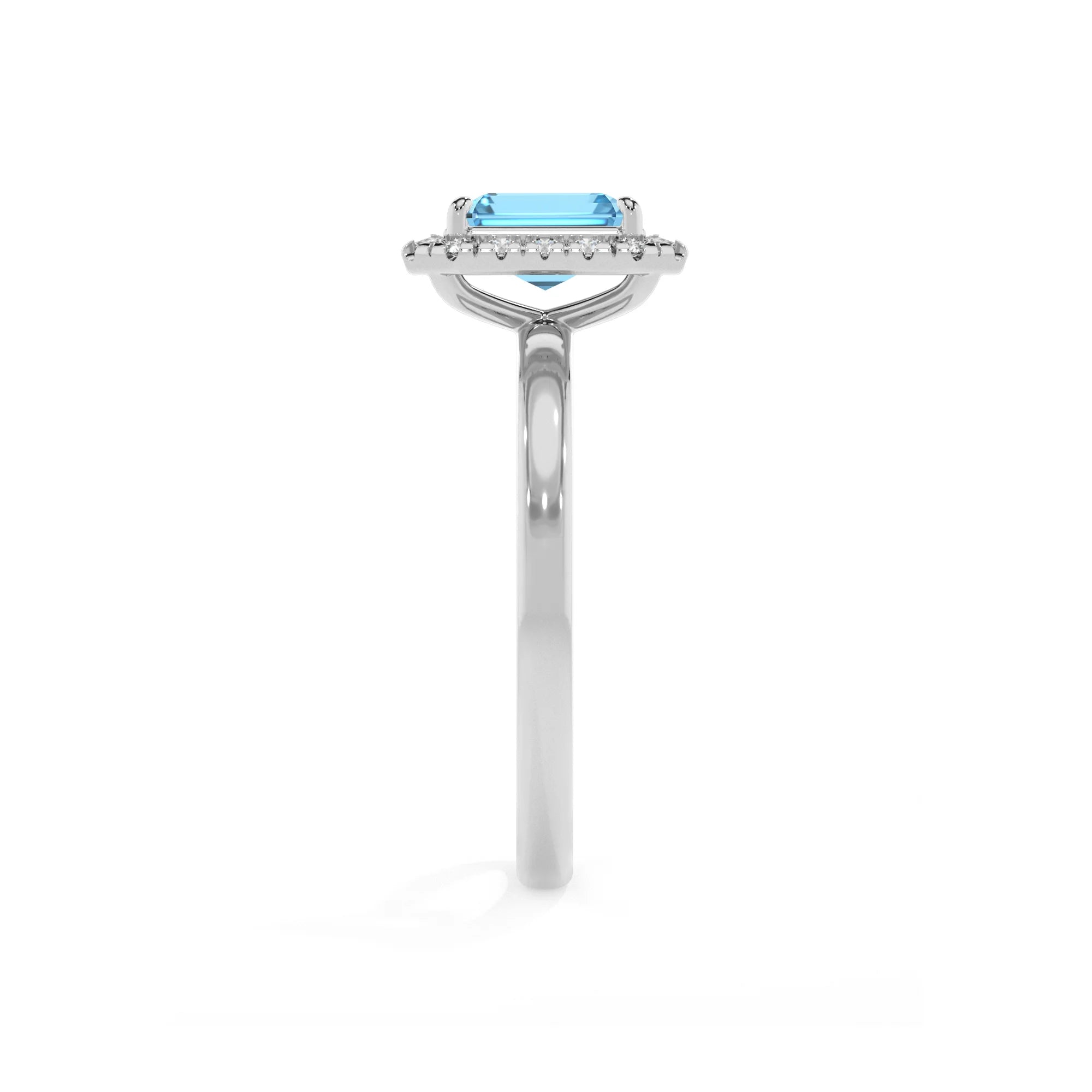 natural swiss-blue-topaz emerald cut solitaire rings in platinum 