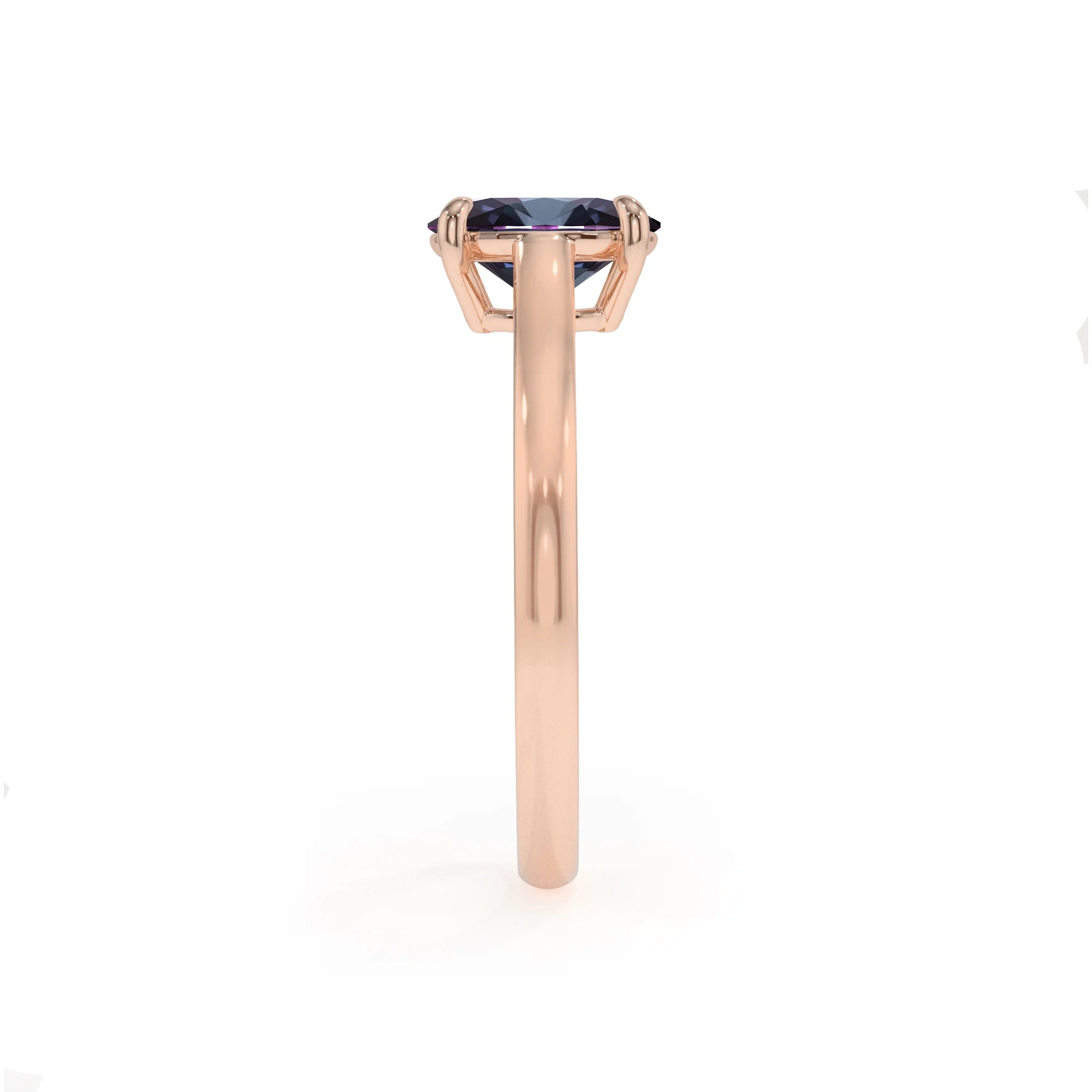 lab grown alexandrite oval solitaire rings in rose gold 