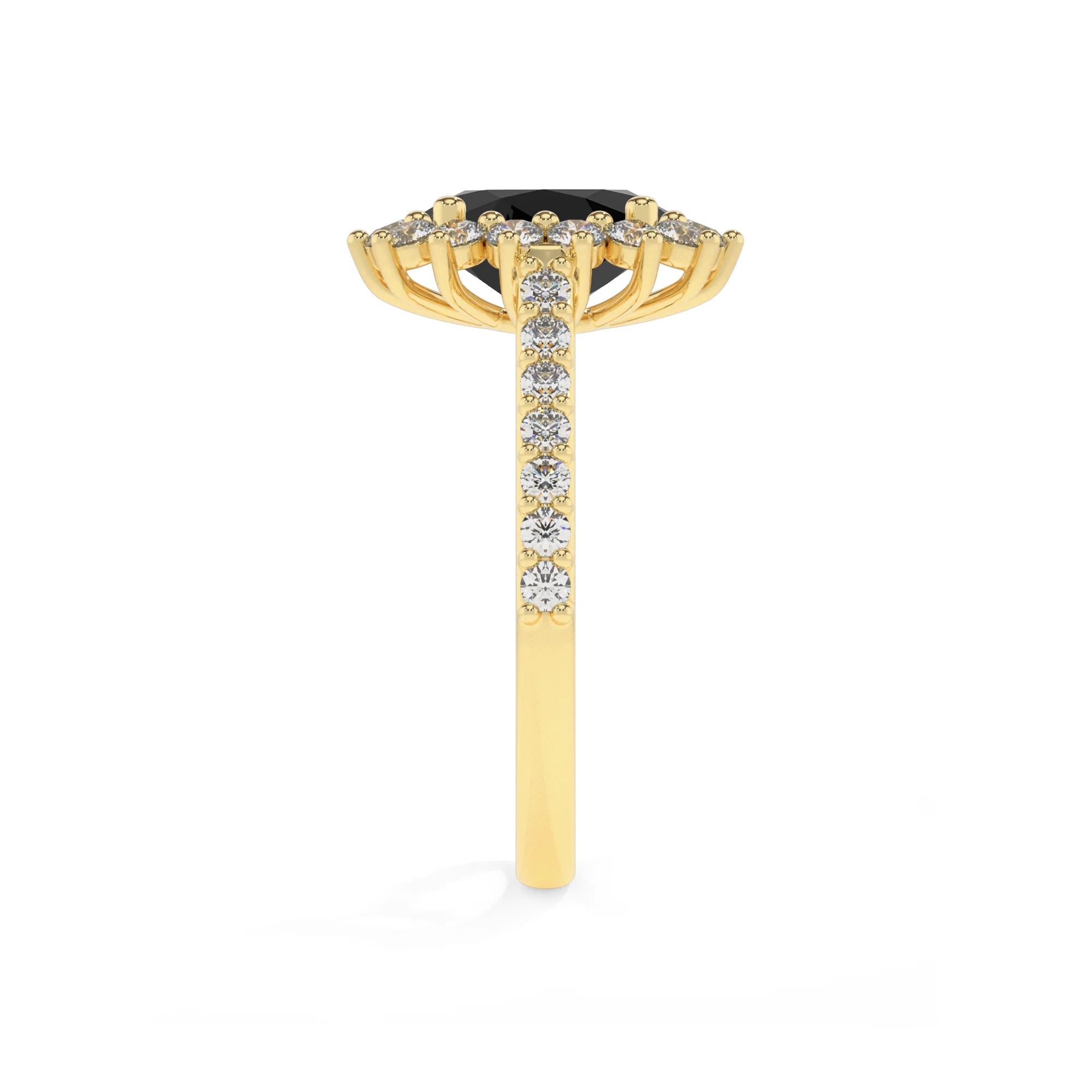 natural black-onyx oval solitaire rings in yellow gold 