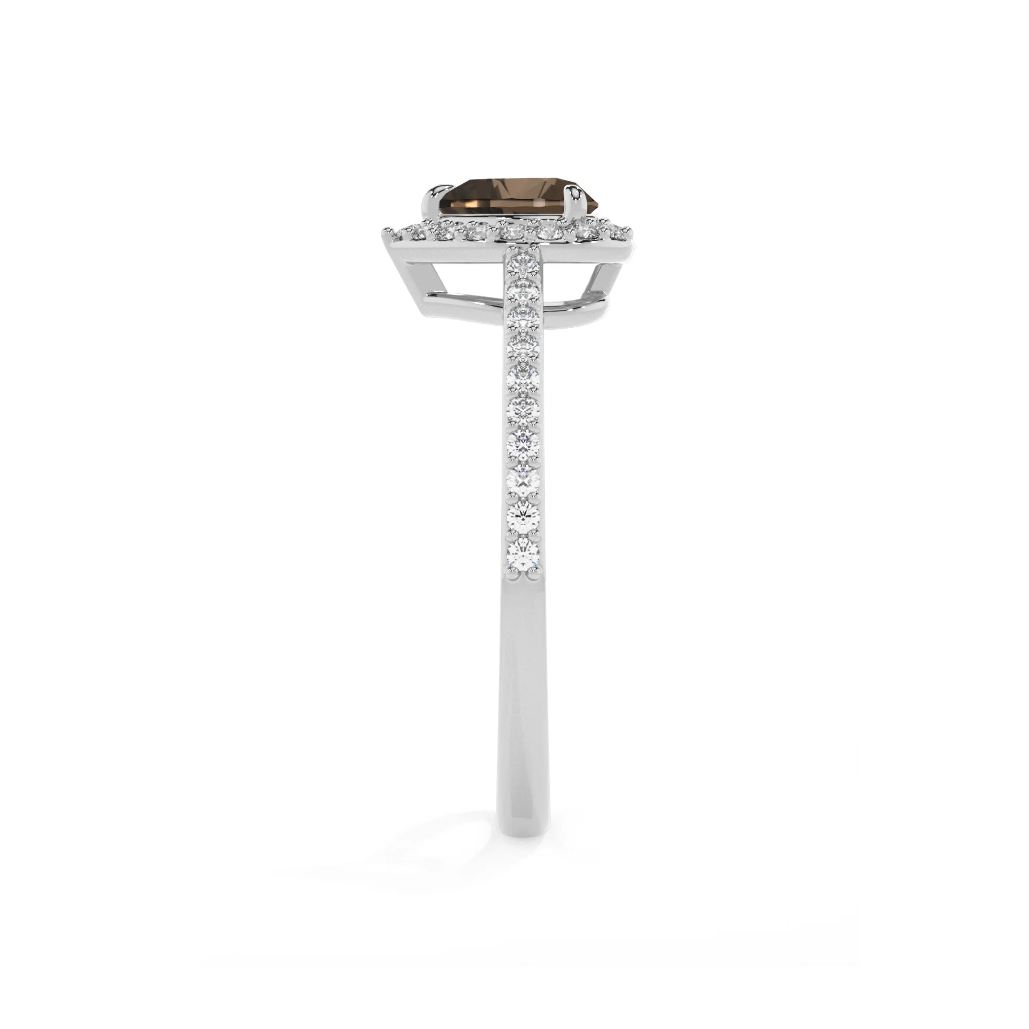 natural smoky-quartz heart solitaire rings in platinum 