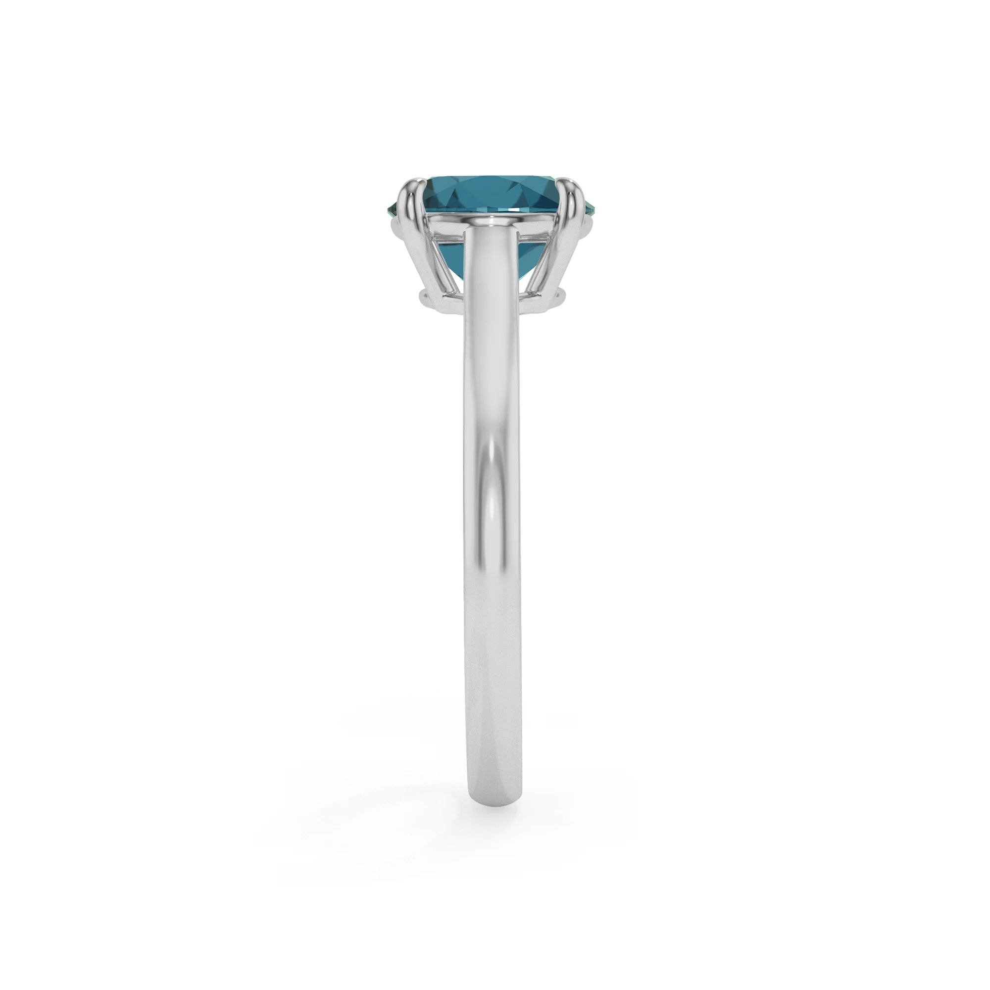 natural london-blue-topaz round solitaire rings in sterling silver 