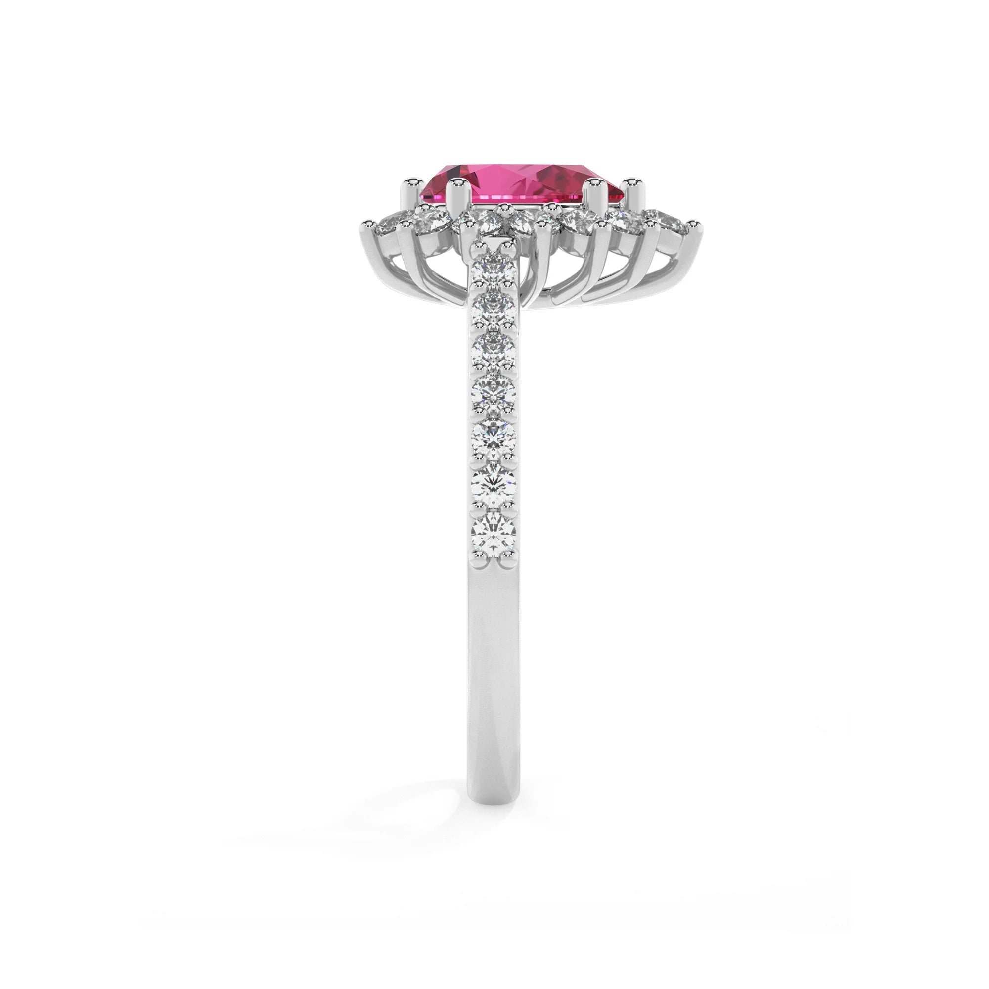 lab grown pink-sapphire pear solitaire rings in white gold 