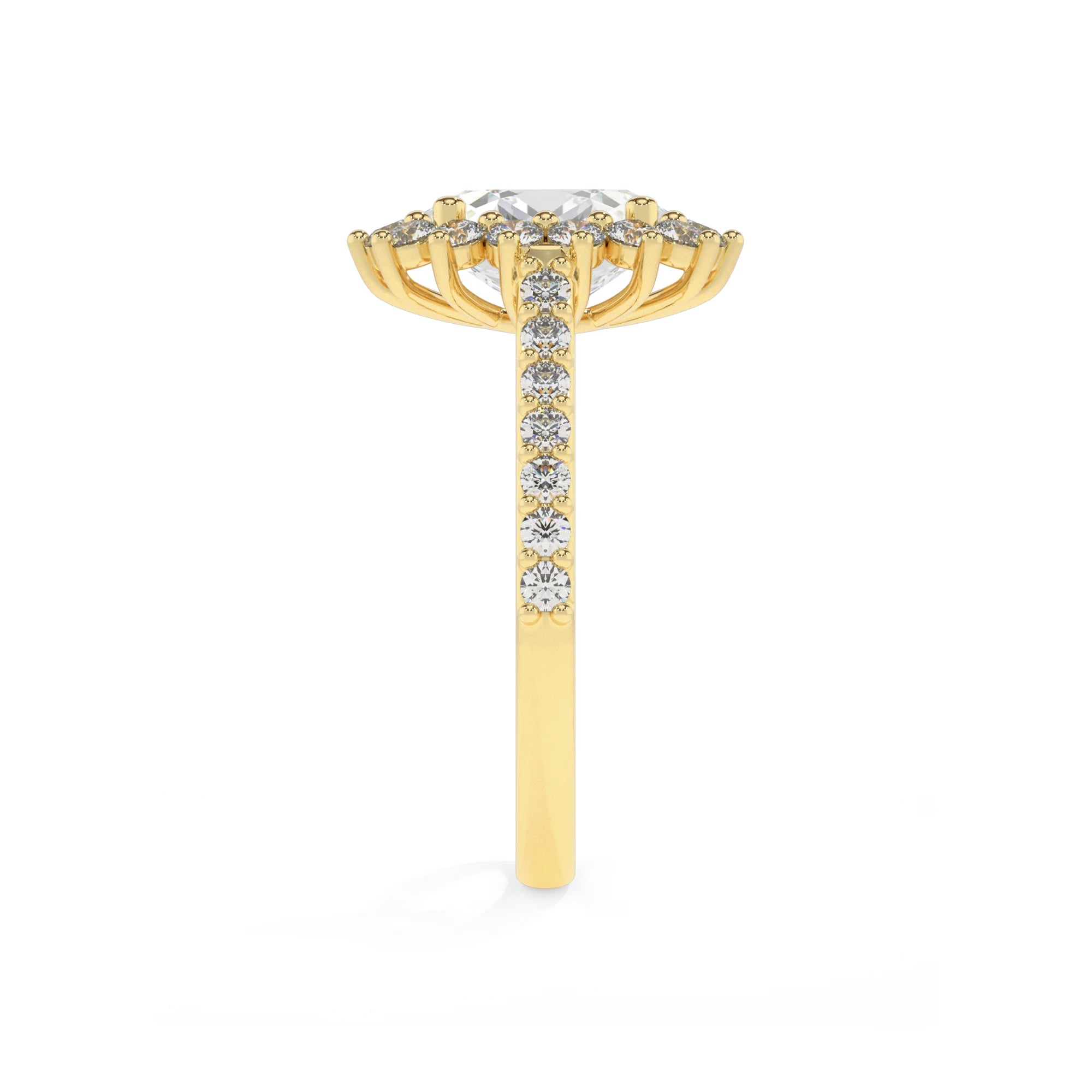 lab grown moissanite oval solitaire rings in yellow gold 