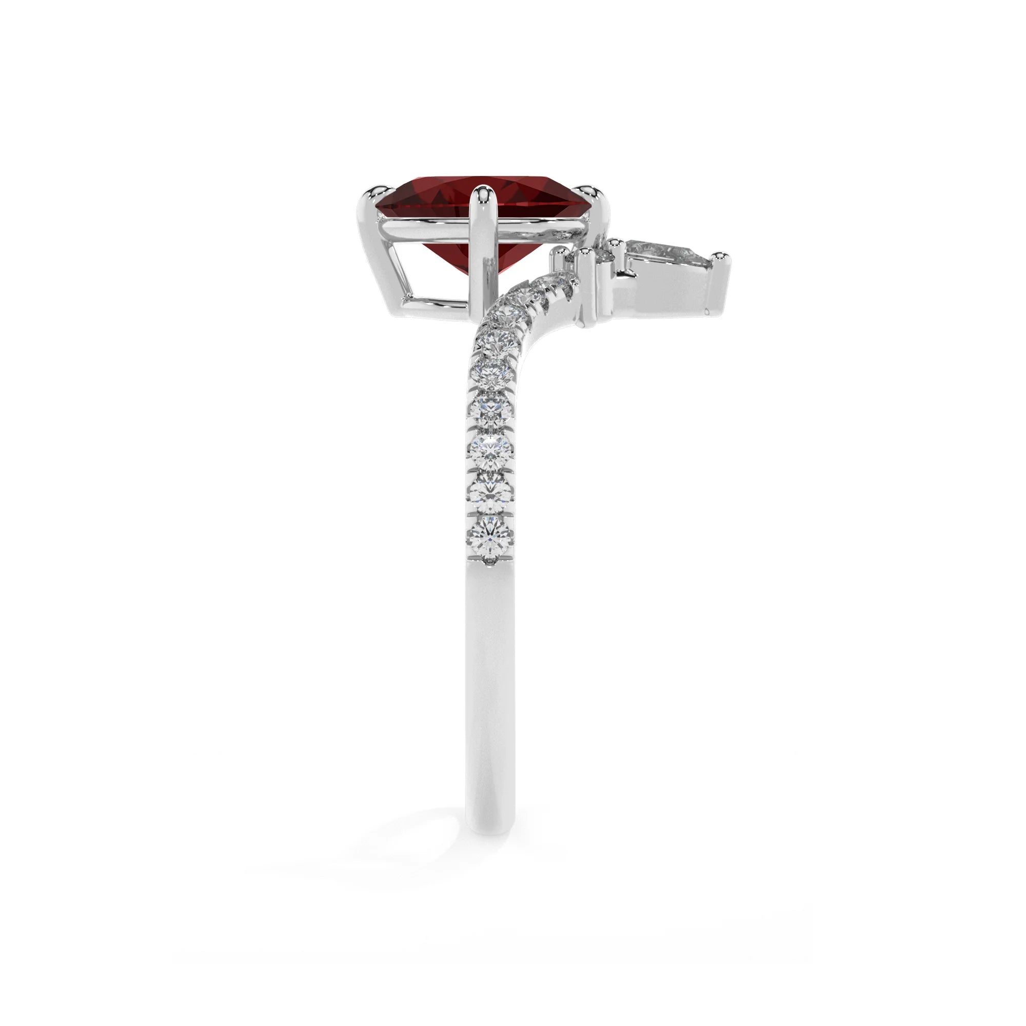 natural garnet oval solitaire rings in platinum 