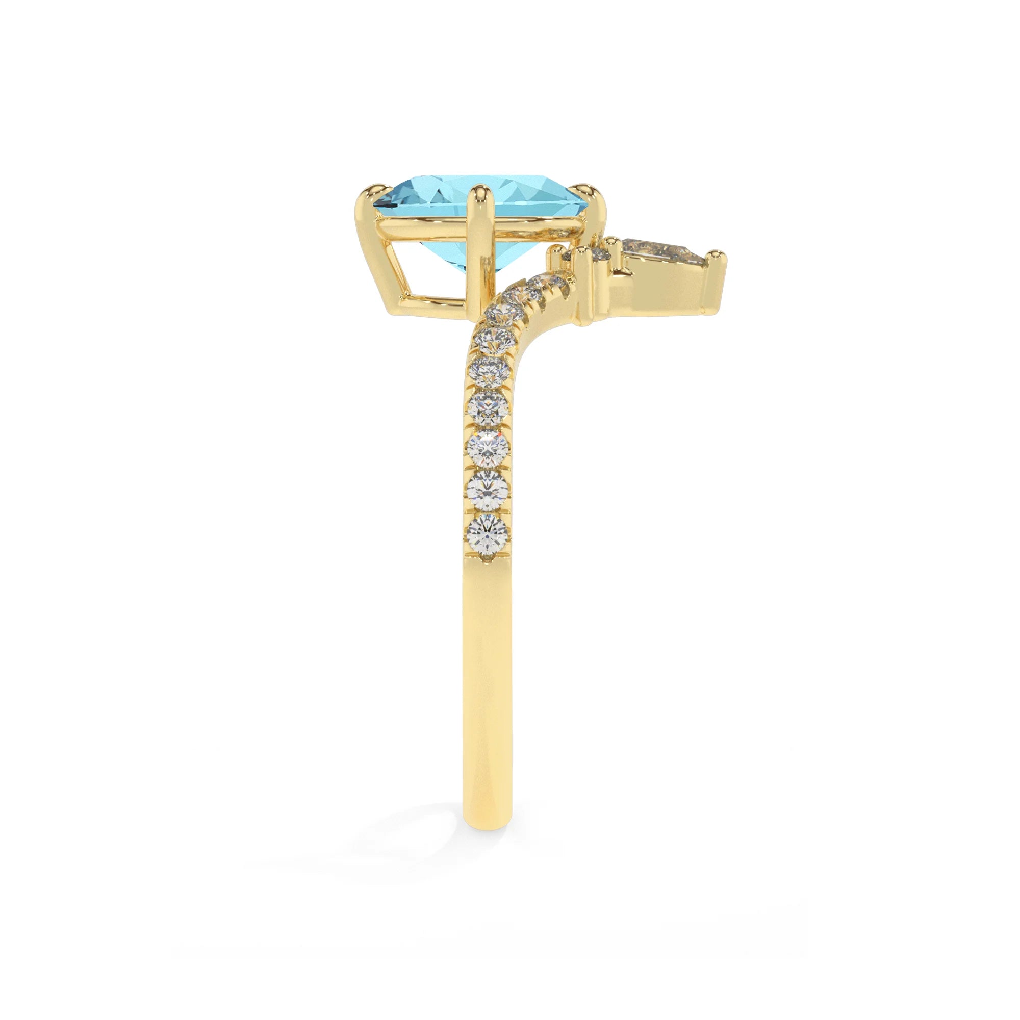 lab grown aquamarine oval solitaire rings in yellow gold 