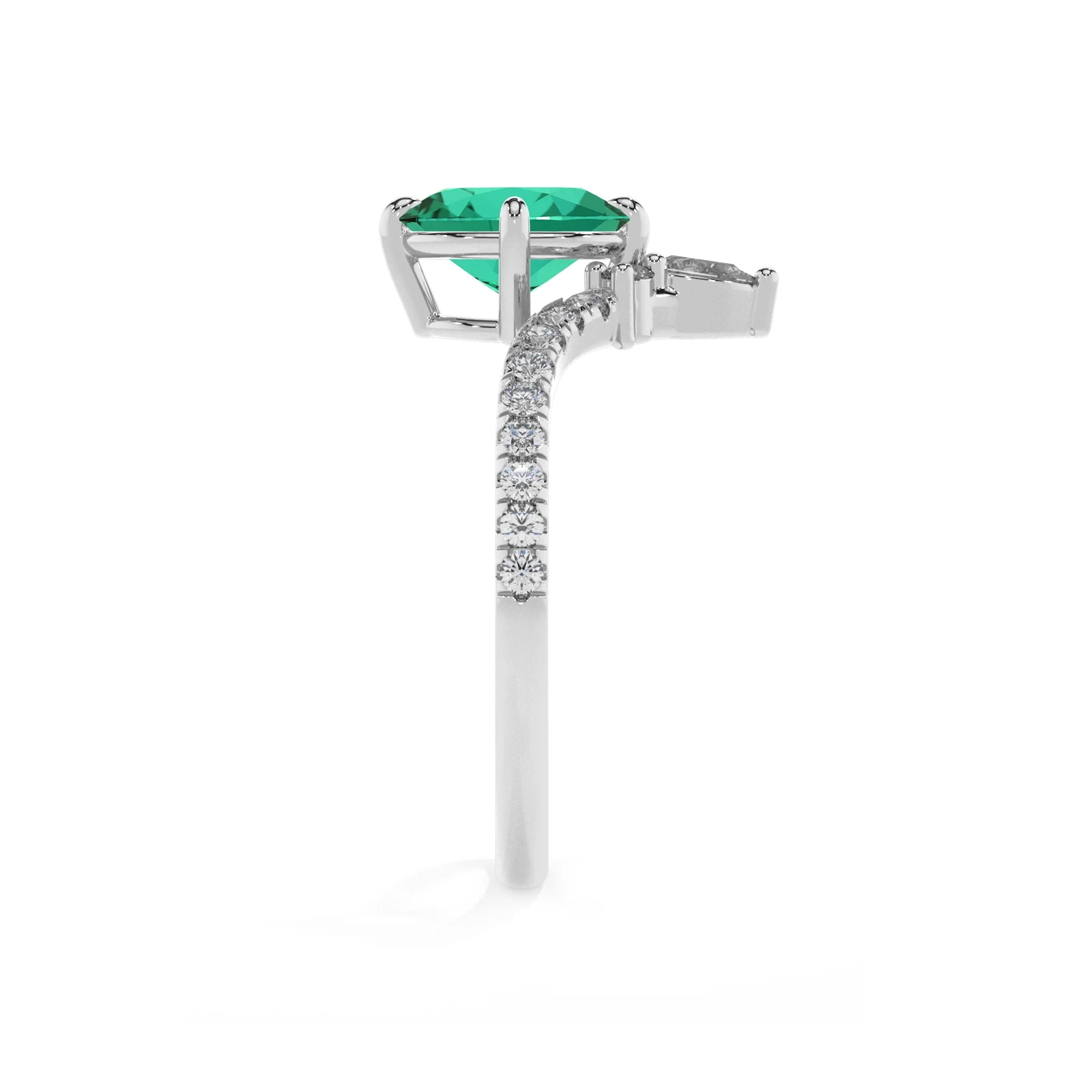 lab grown emerald oval solitaire rings in sterling silver 