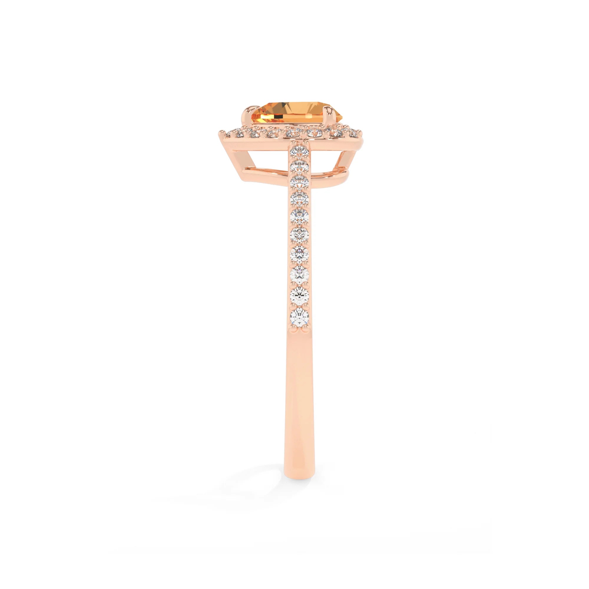 lab grown citrine heart solitaire rings in rose gold 