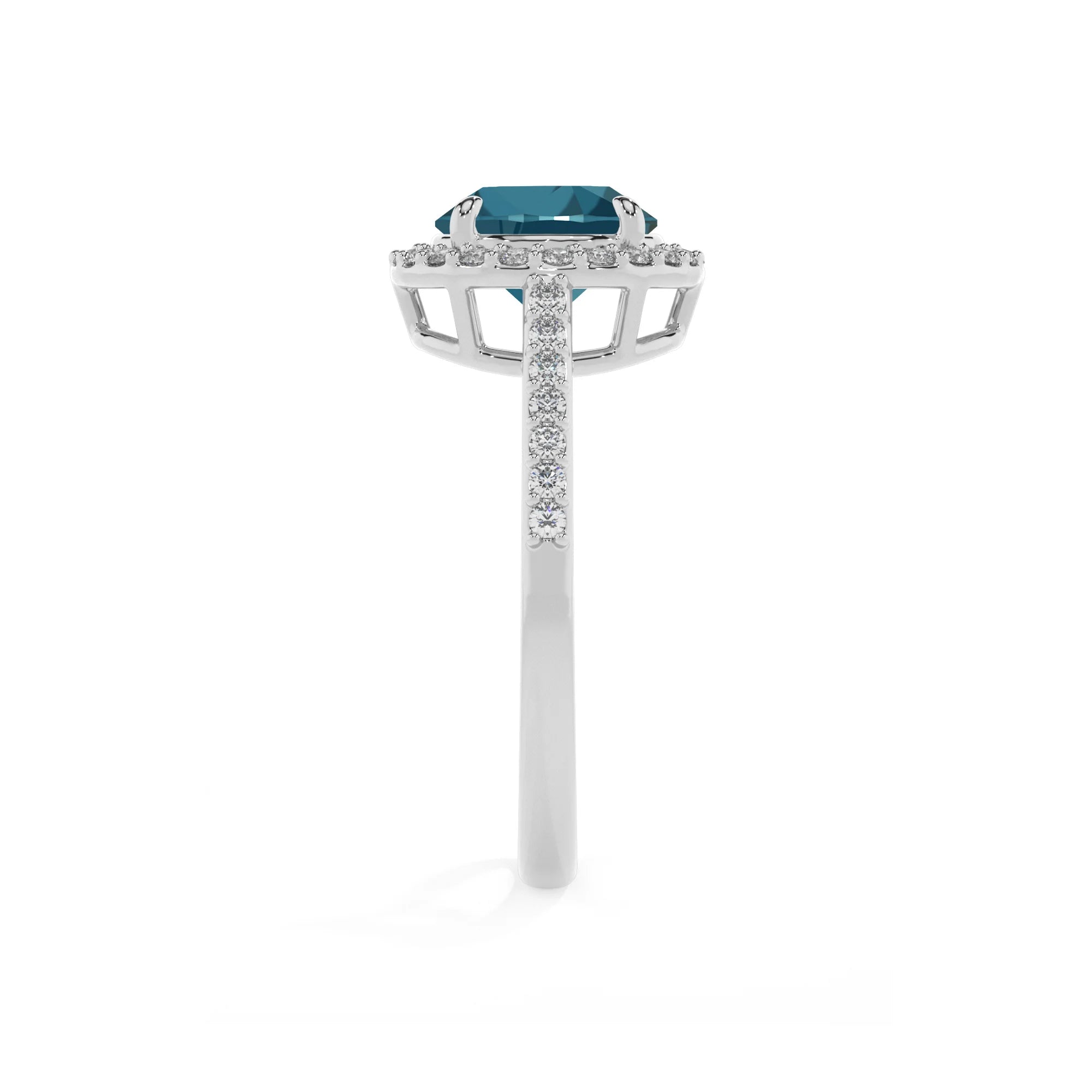 natural london-blue-topaz round solitaire rings in sterling silver 