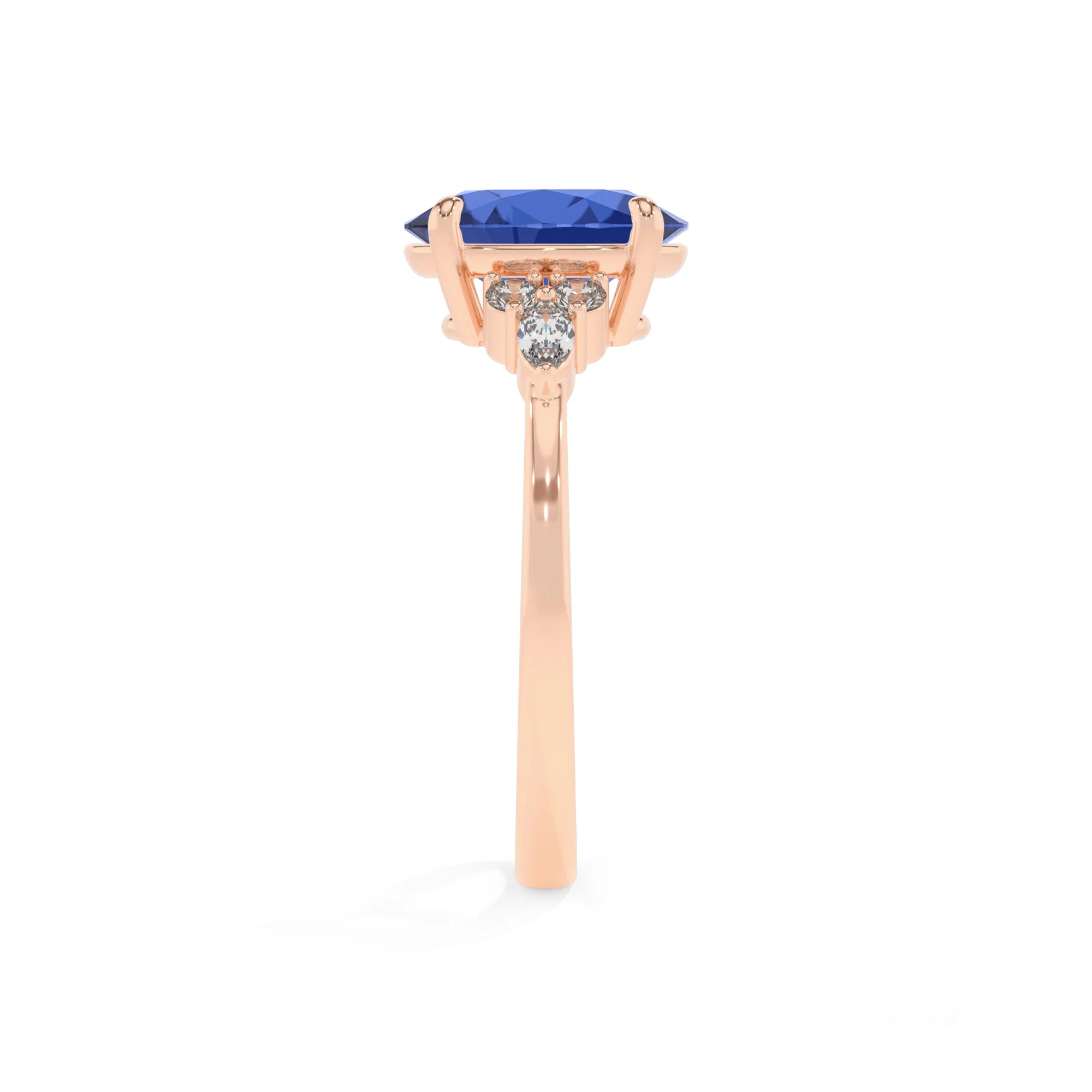lab grown blue-sapphire oval solitaire rings in rose gold 