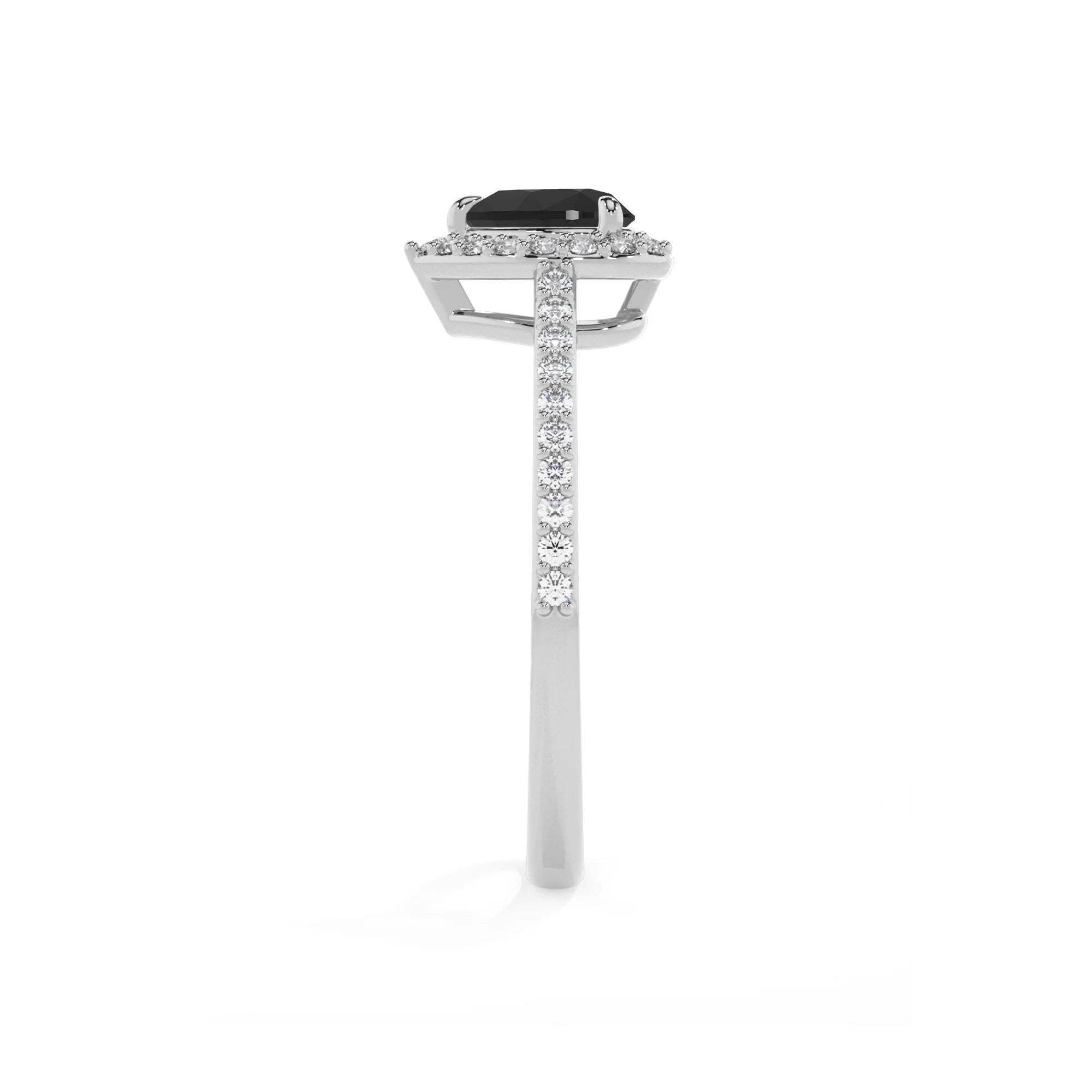 natural black-onyx heart solitaire rings in white gold 